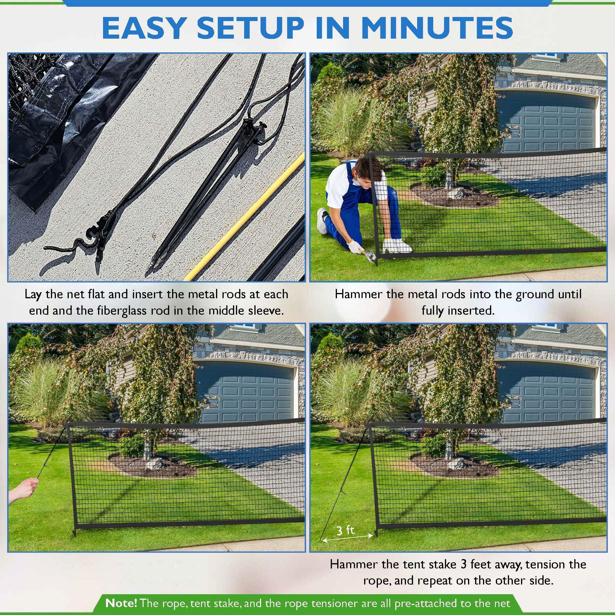 SAFER MEADOWS Driveway Net | 26' Wide 39" Tall Guard | Non Retractable Design Prevents Sag | Barrier Screen Stop Basketballs & Toys | Driveway Fence for Kids Safety