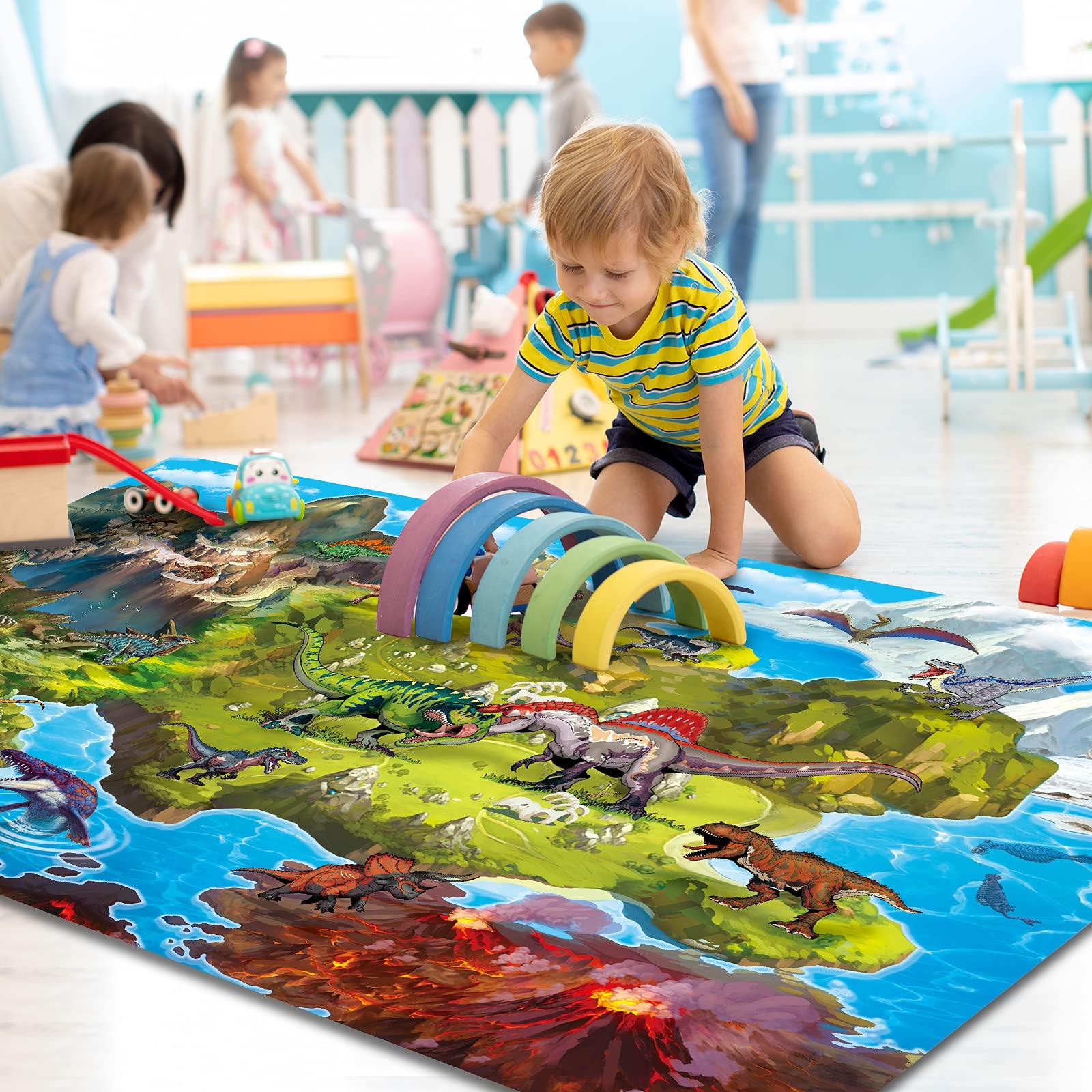 Oriate Oriate Kids Toy Dream Mat Monster Truck Activity Playmat, Multi Color Parent-Child Interaction Game Rug, Ideal Children\'s Educational Floor Mats for Monster Cars Construction Truck Toys 552-M
