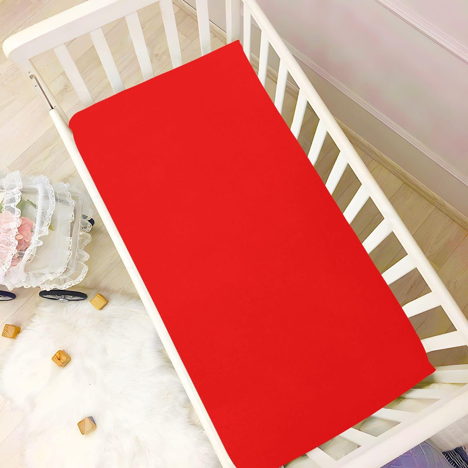 AMmao Red Crib Sheet for Boys Girls Stretch Baby Toddler Crib Fitted Sheets Soft Fitted Baby Mattress Cover Bed Sheet for Unisex Newborn Crib Mattress M