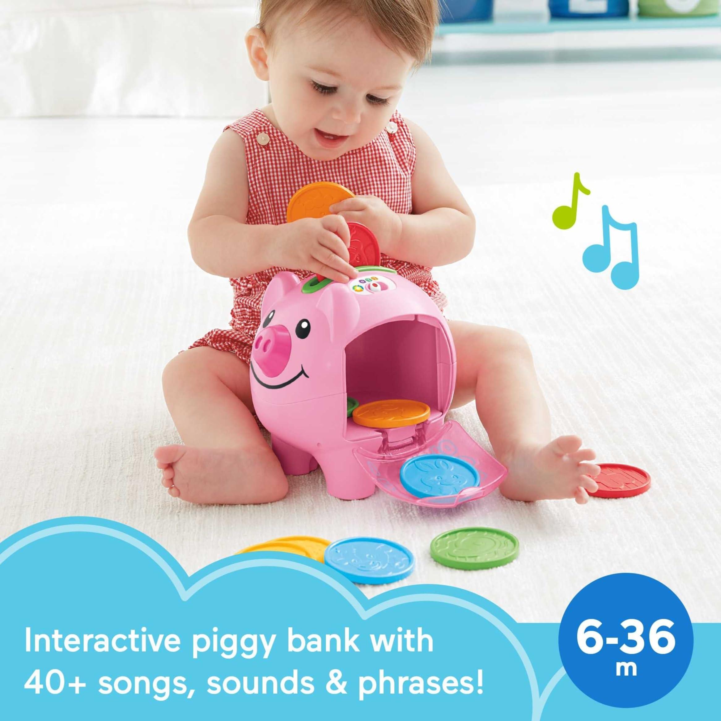 Fisher-Price Fisher-Price Baby & Toddler Toy Laugh & Learn Smart Stages Piggy Bank with Educational Songs & Phrases for Infants Ages 6+ Months