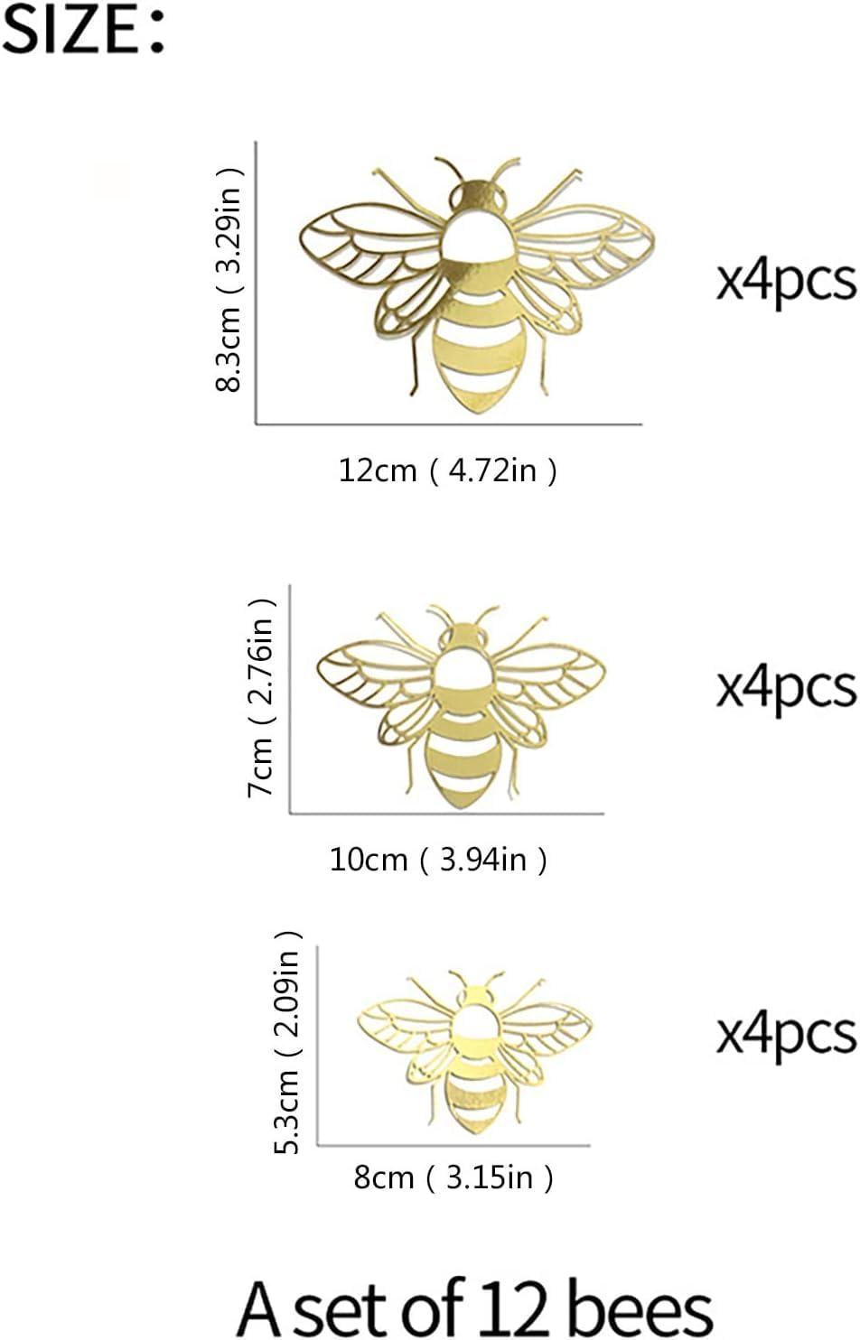 YuanHolumid Bee Wall Decals Honey Bee Wall Decor Bee Wall Stickers Gold Honey Bee Decals,Honeycomb Wall Decals,Removable DIY Bee Decoration Decals for Kids Bedroom Living Room Nursery Wall Stickers and Murals