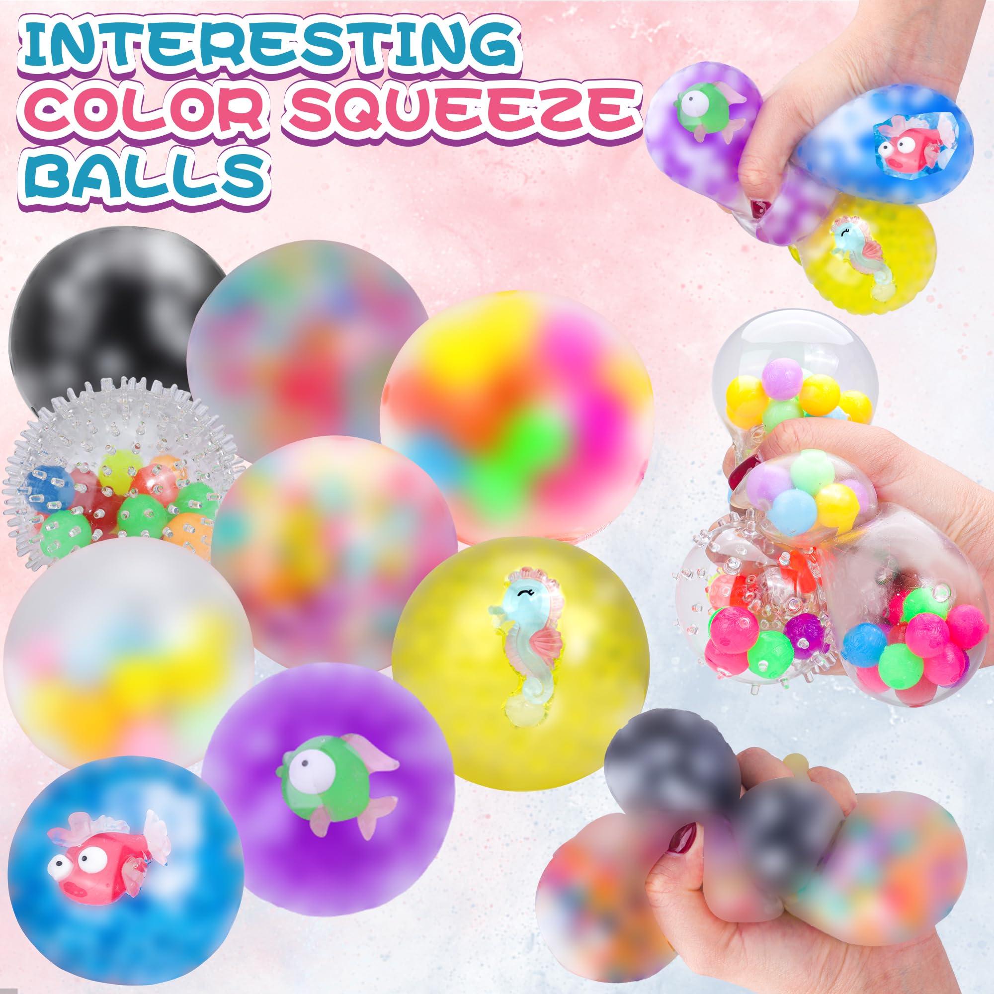 BESNEL 36 Pack Stress Balls, Squishy Balls, Squishy Fidget Stress Relief, Squeeze Ball for Adults Stress Relieve, Prize Box for Friends, Party Favors