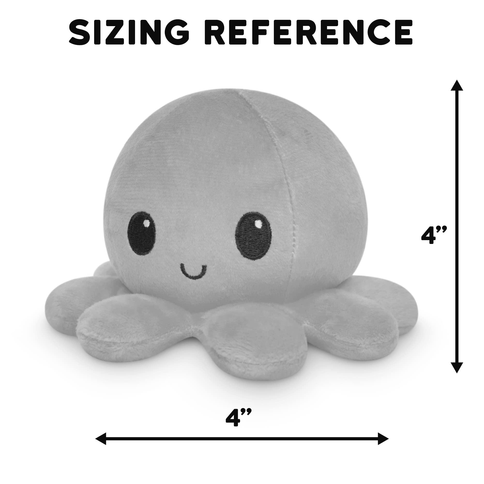 TeeTurtle TeeTurtle - The Original Reversible Octopus Plushie - Happy Blue + Sad Light Blue - Cute Sensory Fidget Stuffed Animals That Show Your Mood 4 inch