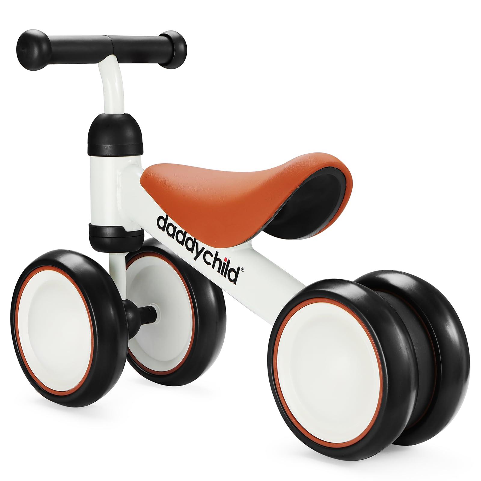 DADDYCHILD DADDYCHILD Baby Balance Bike for 12-24 Month Toddler, Toys for 1 Year Old Kids, No Pedal Infant 4 Wheels Baby Walker, Ride On Toys for Boys & Girls, Best First Birthday Gifts Children (White)