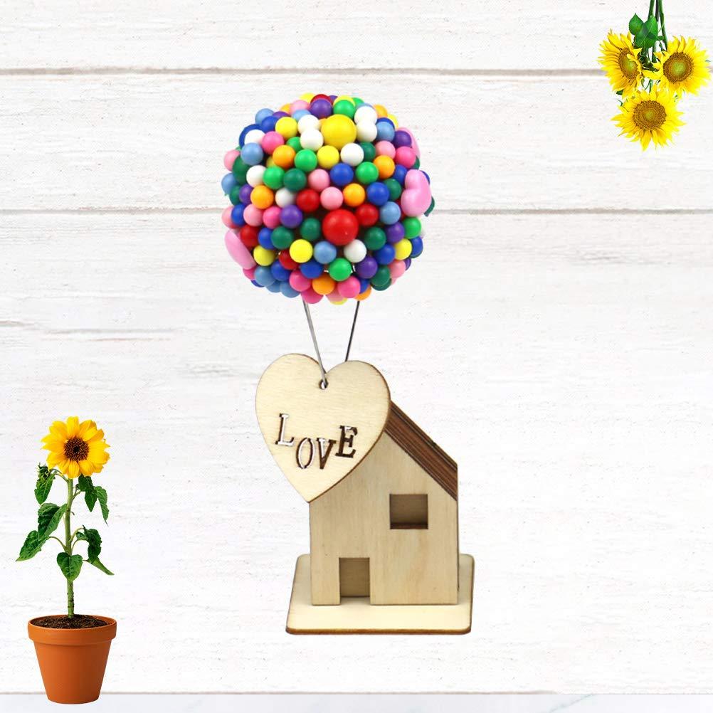 Amosfun Wood Balloons House DIY House DIY Wood House Balloons Model Miniature House Model Mini House