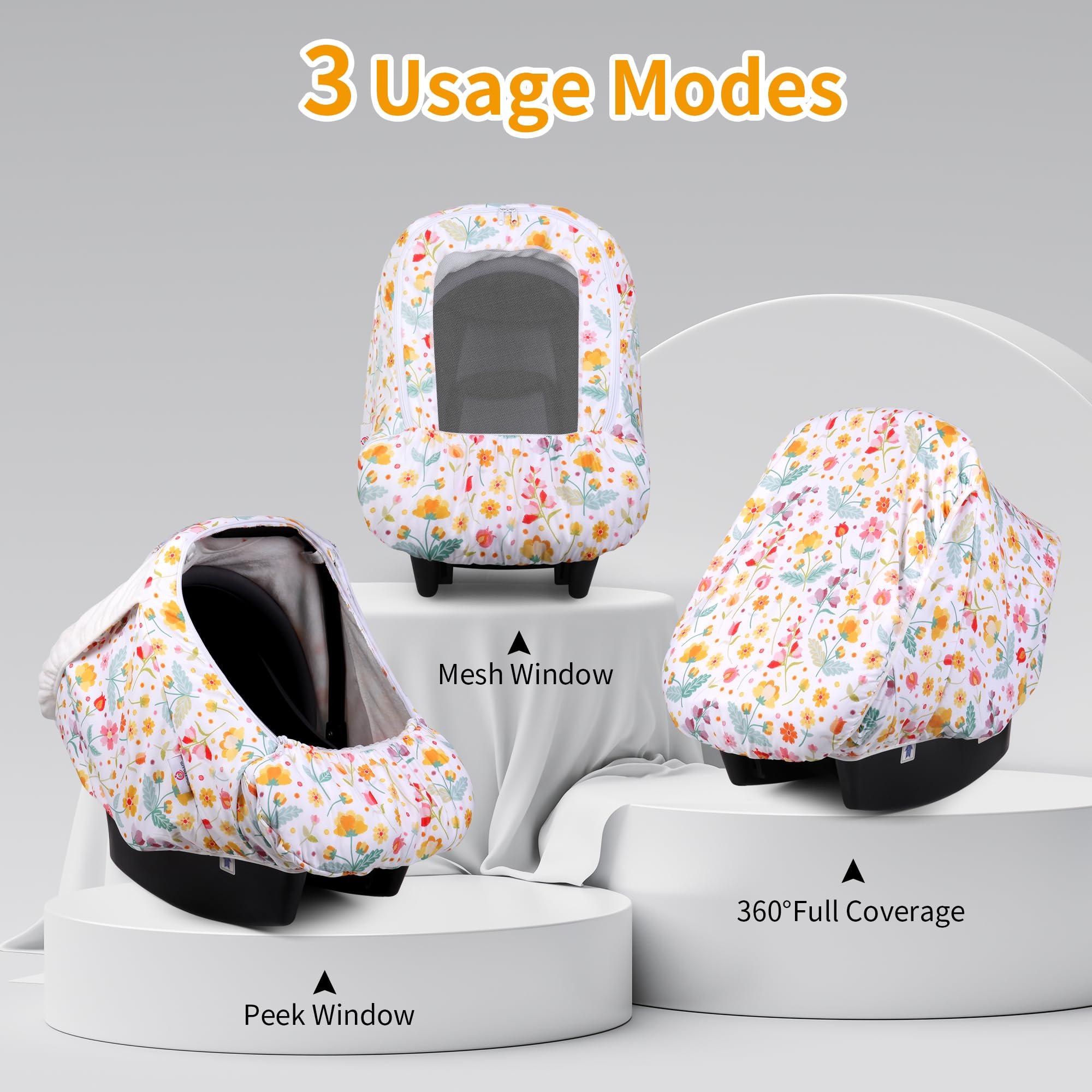 Metplus Metplus 2-in-1 Cozy Baby Car Seat Cover with Fleece Lining - Adjustable Breathable Mesh Window & Pocket, Kick-Proof - Universal Fit for Boys & Girls - Ideal for Cooler Seasons