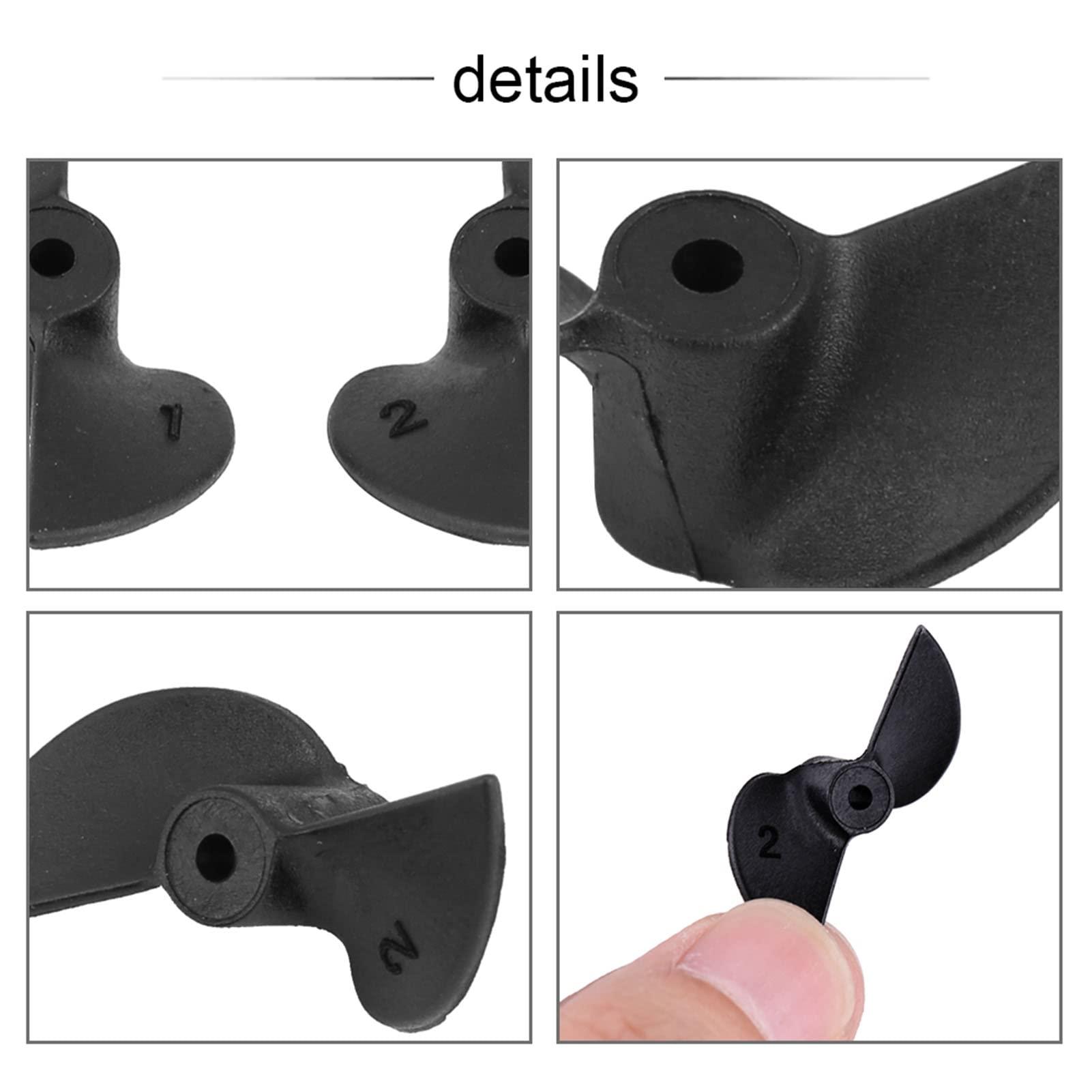 Yosoo Health Gear Yosoo Health Gear 1 Pair RC Boat Propellers, 2 Blades CW CCW Rotation Set for 2mm Shaft, Remote Control Ship Parts Accessory Black Plastic Propeller for Ship Model RC Boat