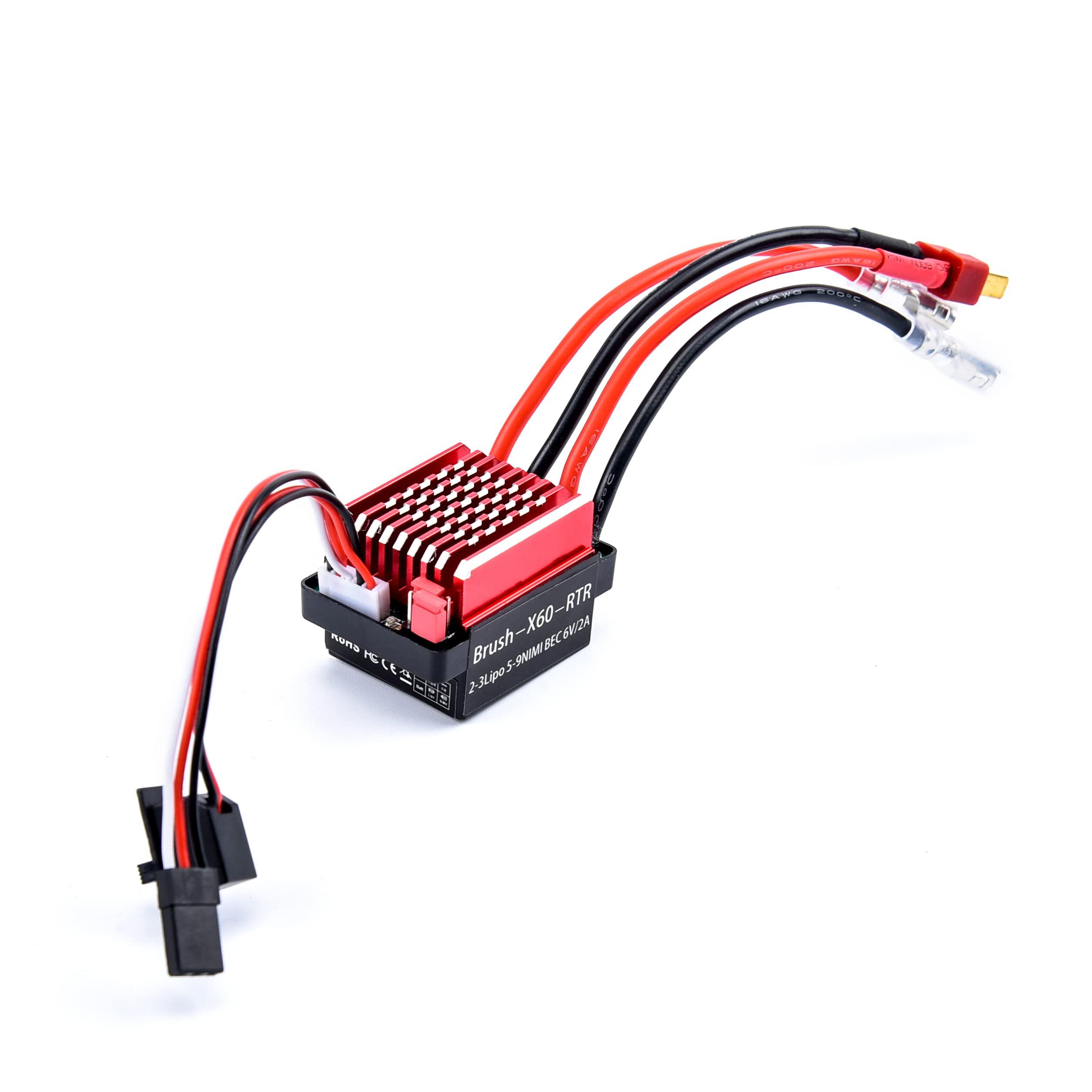 ZeckTeck RC 60A Brushed ESC Electric Speed Controller 6V/2A BEC for 1/10 RC Car Traxxas TRX4 TRX6 D90 HSP Redcat 4WD Truck Monster Crawler