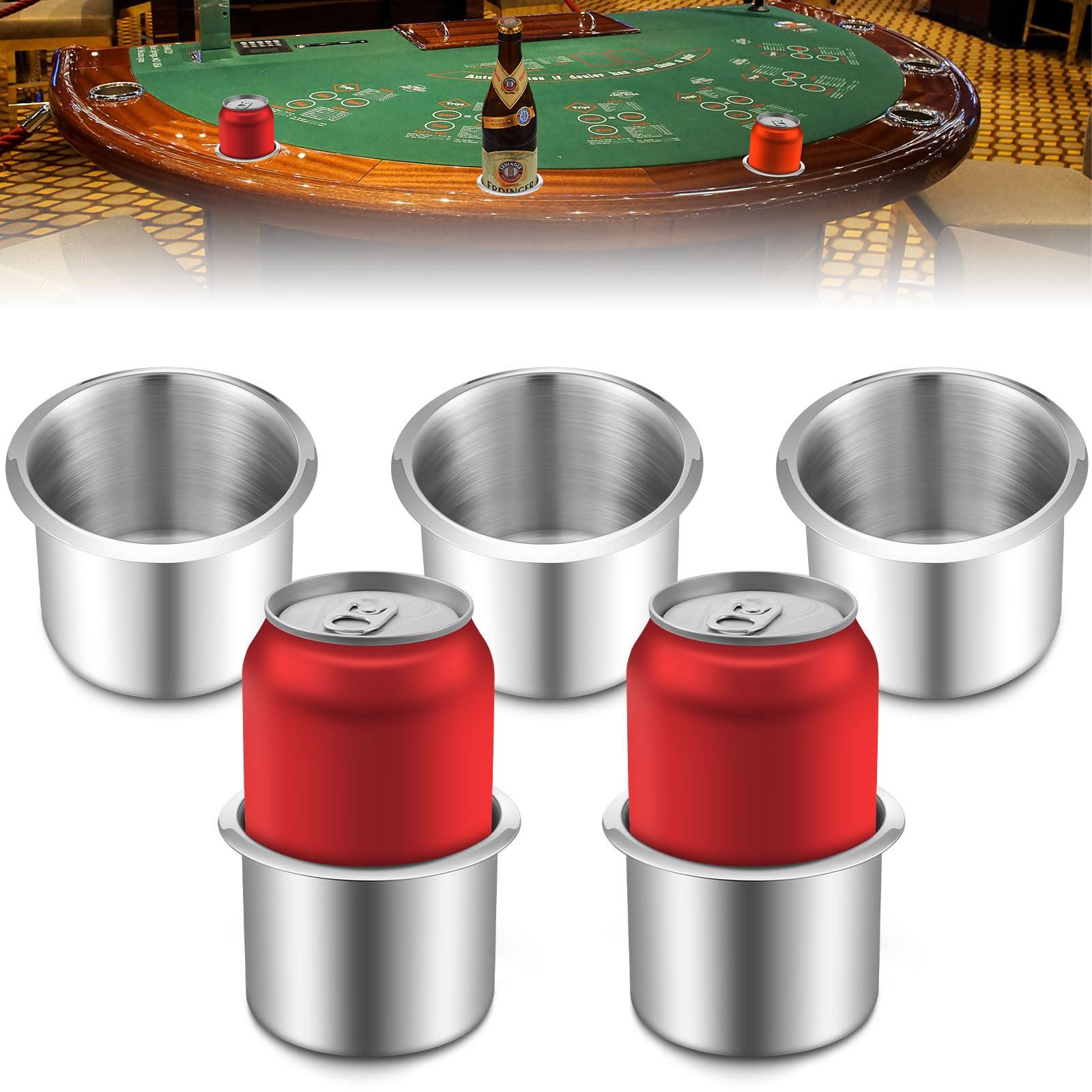 Tessco Tessco Poker Table Cup Holder Insert Stainless Steel Cup Holder Insert Cup Holder Table Poker Game Table Accessories for Desk Car Table Game Drink Cupholder Storage Replacement(15 Pcs)