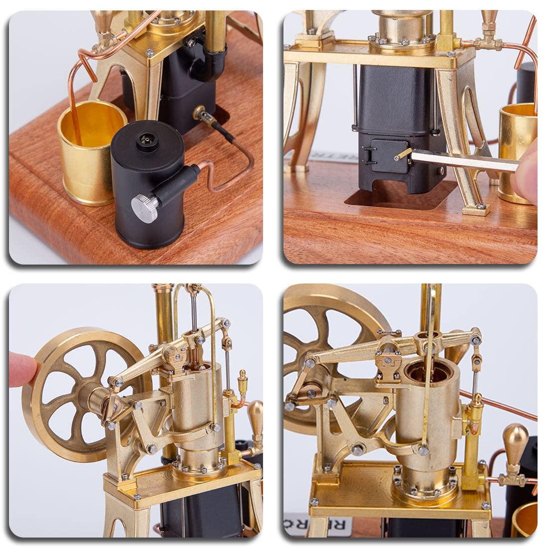 Helixsun Helixsun Retrol Hot Air Pumping Engine Model, 1/12 Scale Water-Cooled Stirling External Combustion Engine Physics Experiment Mechanical Toy Set