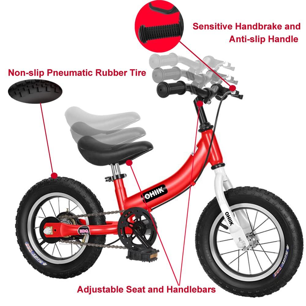 OHIIK OHIIK Balance Bike 2 in 1 for Kids 3 4 5 6 7 Years Old,Balance to Pedals Bike,12 14 16 inch Kids Bike,with Pedal kit,Training Wheels,Brakes (14 inch, Blue)