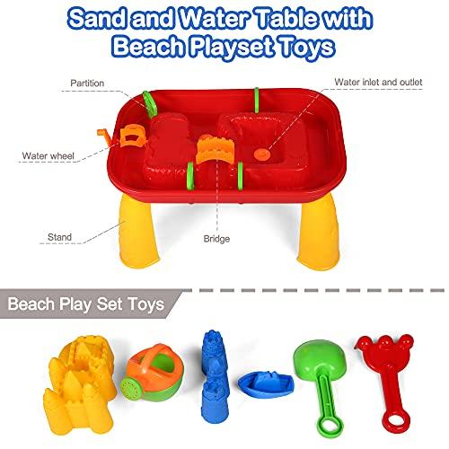 COLOR TREE COLOR TREE Sand and Water Table for Toddlers - Kids Indoor and Outdoor Activity Table with Beach Play Set - Boys Girls Summer Toys Have Fun