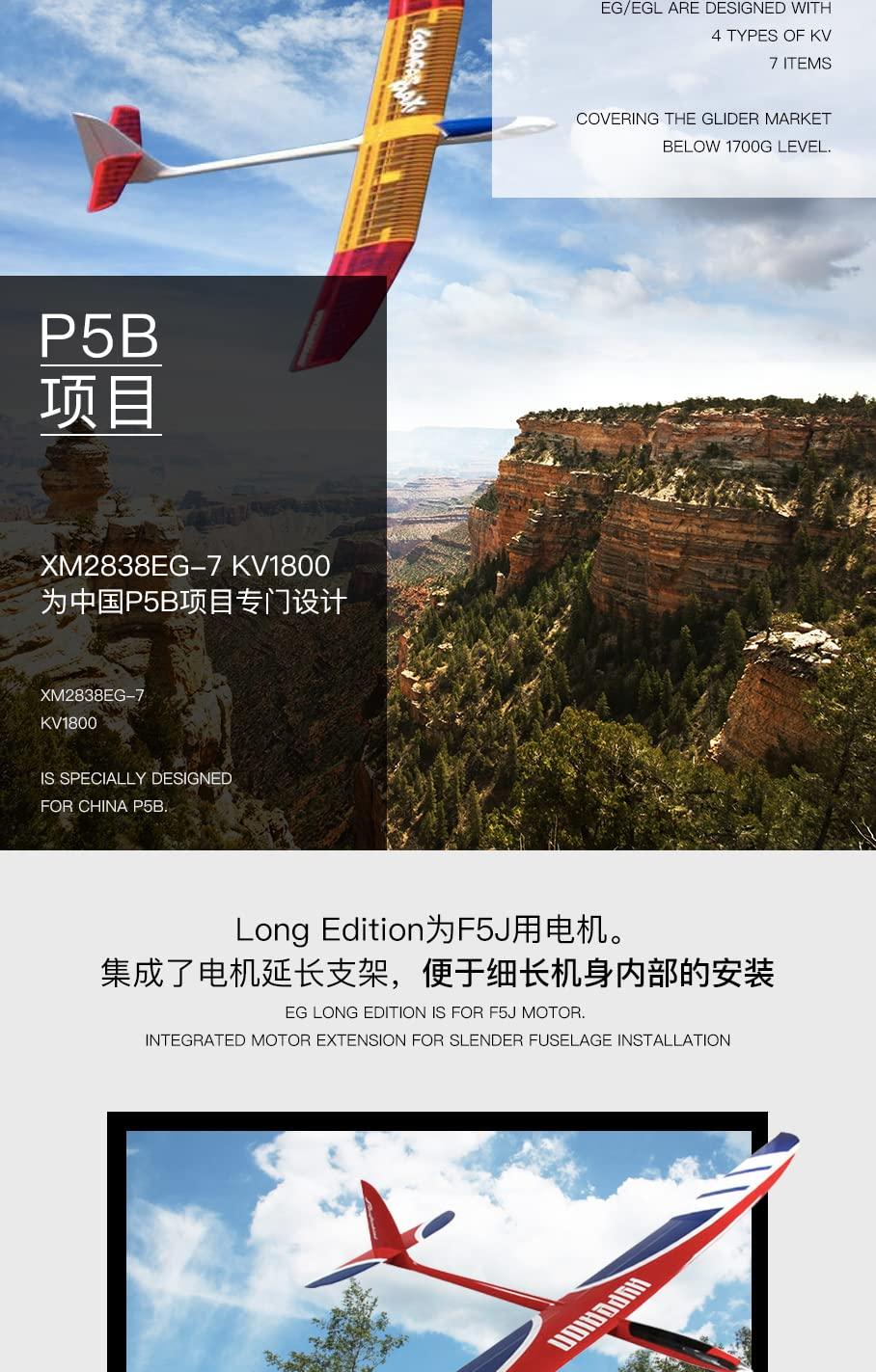 ZYHOBBY Glider Outrunner Inrunner Motor XM2838EG&EGL Series for Glider FAI F5J(1000g-1500g),Wingspan Upto 3.5 Meters