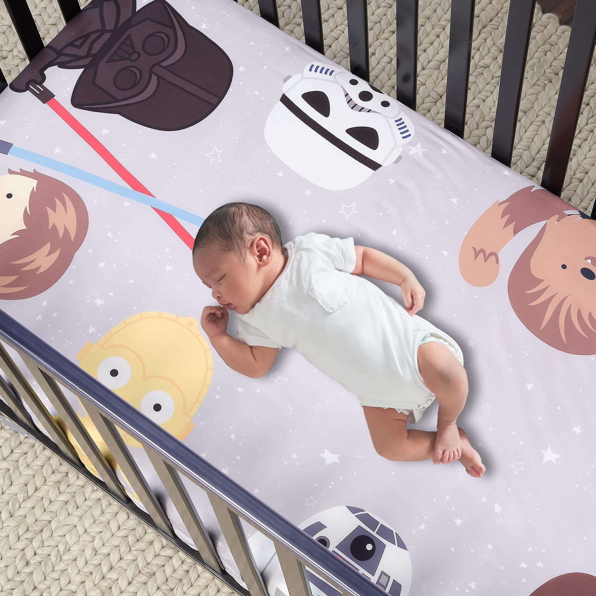 Lambs & Ivy Lambs & Ivy Star Wars Galaxy Cotton Fitted Crib Sheet - Yoda/Darth Vader/R2D2