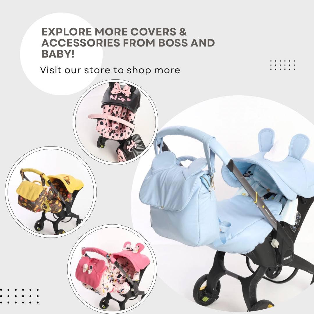 Boss and Baby Boss and Baby - Pink Handmade Doona Accessories: Doona Stroller Car Seat Cover Replacement Set - Includes Canopy, Seat Replacement, Shoulder & Crotch Pads (Basic Set)