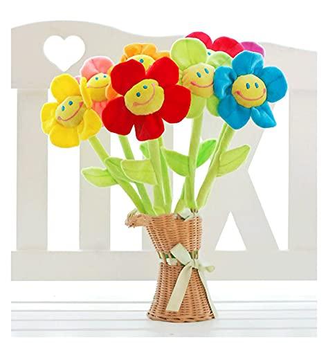 Plush Flower Bendable Stems Colorful Stuffed Flowers Plush Toy Durable Plush Daisy Flower Bouquet with Happy Smiley Face Toy Flower Sunflower Plushie Gift for Kids Baby Girl Toddlers 8 Pcs Sunflower