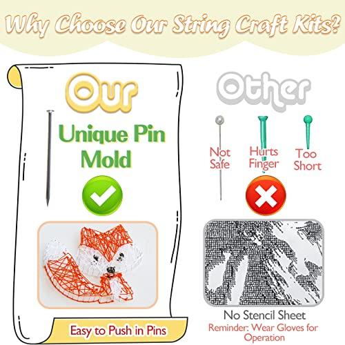 Boqin Boqin DIY String Art Kit - Cute Fox Craft Kit with String Art Patterns, Pushpins, Crafting Supplies, String Art Kit for Kids Gift for 9-12 Girls Unique Gift for Home Wall Decorations