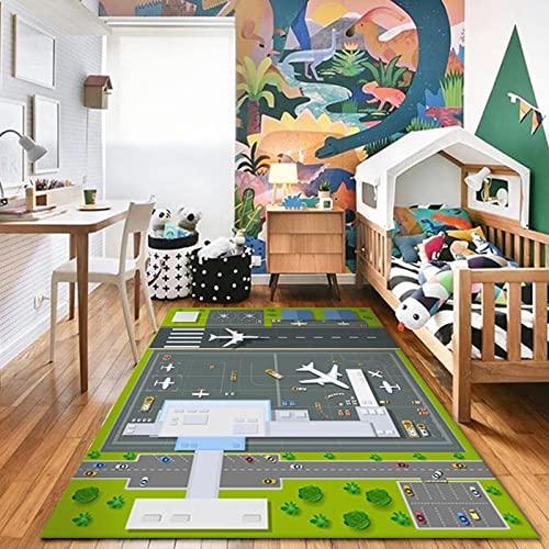 AYHOME Large Airport Play Mat for Playing with Little Cars ,Road Traffic Educational Carpet,Fun Bedroom Playroom Area Rug for Boys Girls Learning Playing-80x120cm(31x47inch)
