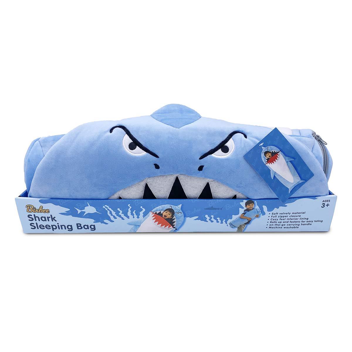 Bixbee Bixbee Kids Sleeping Bag, Soft Sleepy Sack for Kids & Toddlers | Easy Roll Up Design for Daycare + Naptime, 60 x 22 Inches |Cozy Slumber Bag with Lining | Shark Sleeping Bag for Boys + Girls