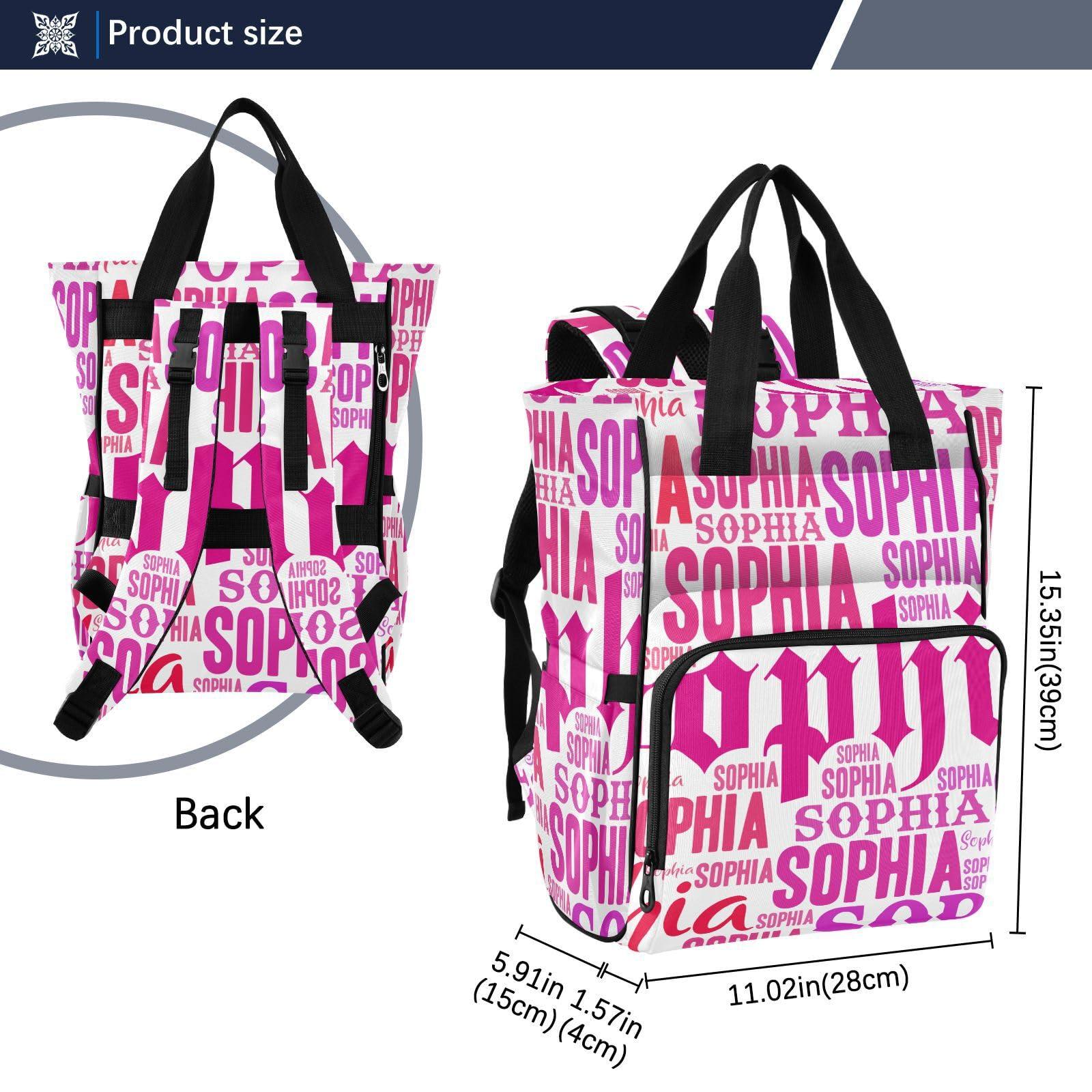 Emelivor Emelivor Custom Name White Diaper Bag Backpack Multi-Function Diaper Bag Personalized Nursing Bag with Stroller Straps for Gifts