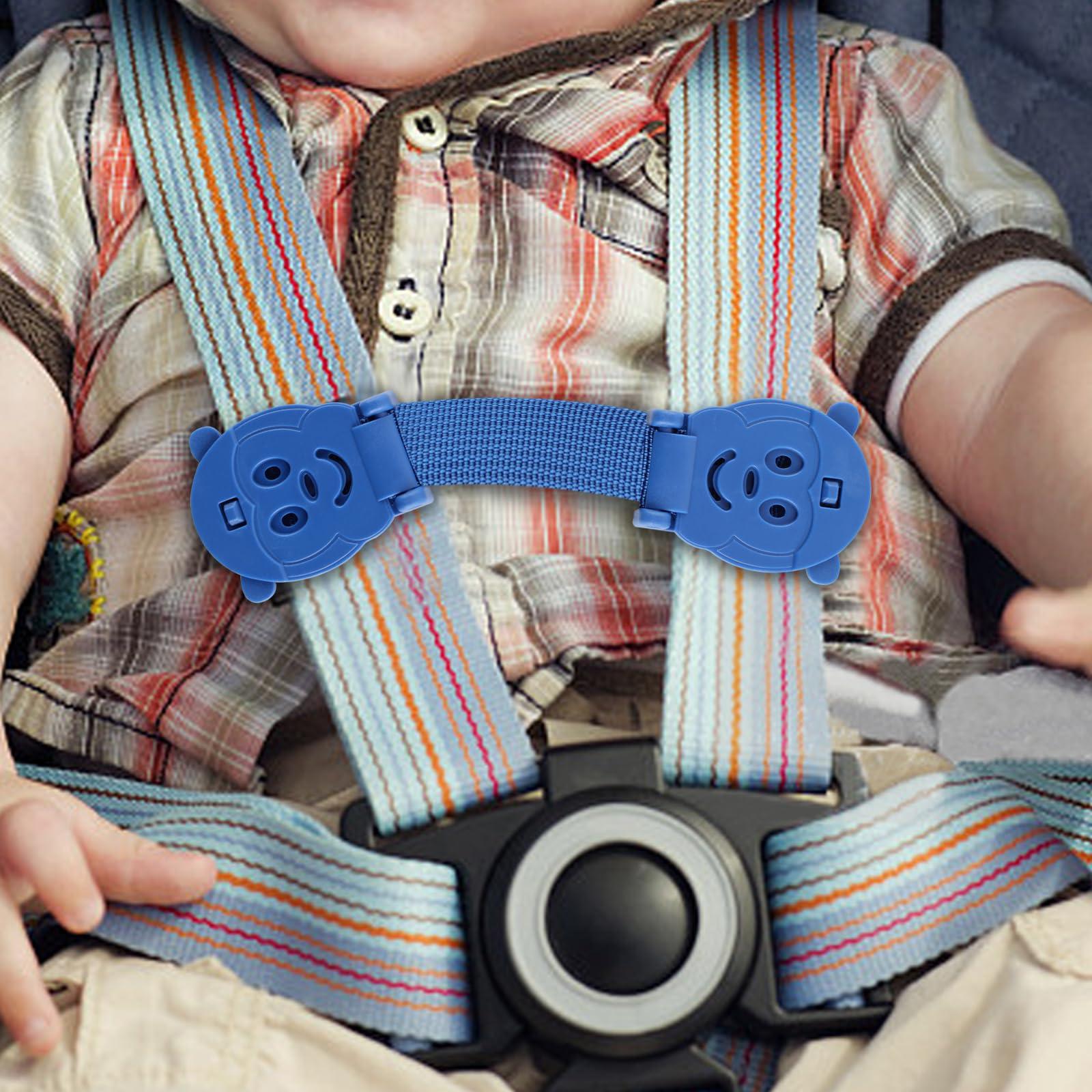 QOPAHI QOPAHI Car Seat Strap Anti Escape, Baby Harness Chest Clip Car Seat Safety Clip, Prevent Children/Kids Taking Their Arms Out of Child Car Seat/High Chairs/Strollers/Baby Reins, Blue(2 Pack)