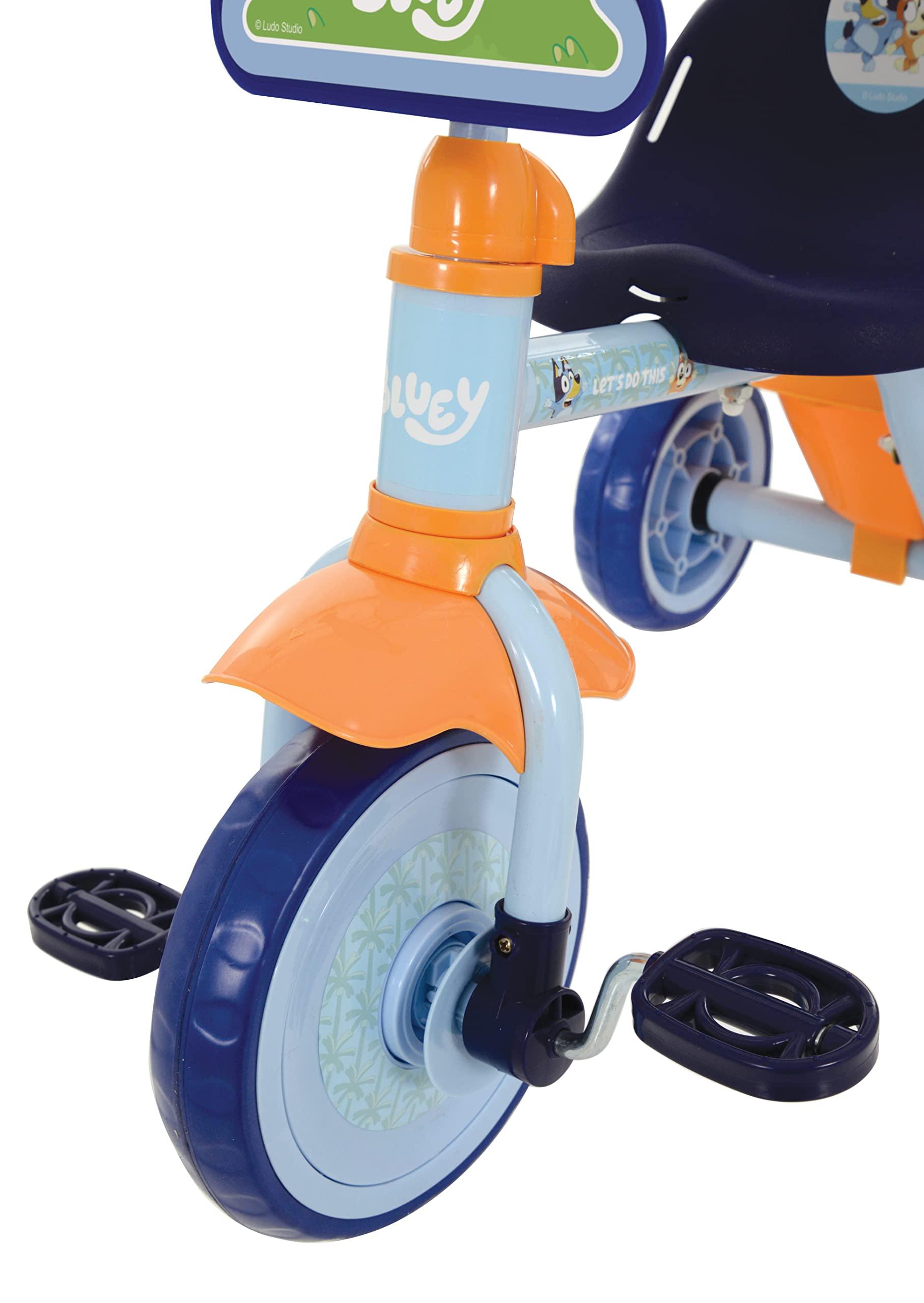 Bluey Bluey First Ride On Trike - Licensed Kids\' Ride On Toy with Adjustable Handle, Easy-Switch Pedal Clutch, Puncture-Proof Tyres, Steel Frame, Front Mudguard, Rear Storage Suitable Age 2 Years +