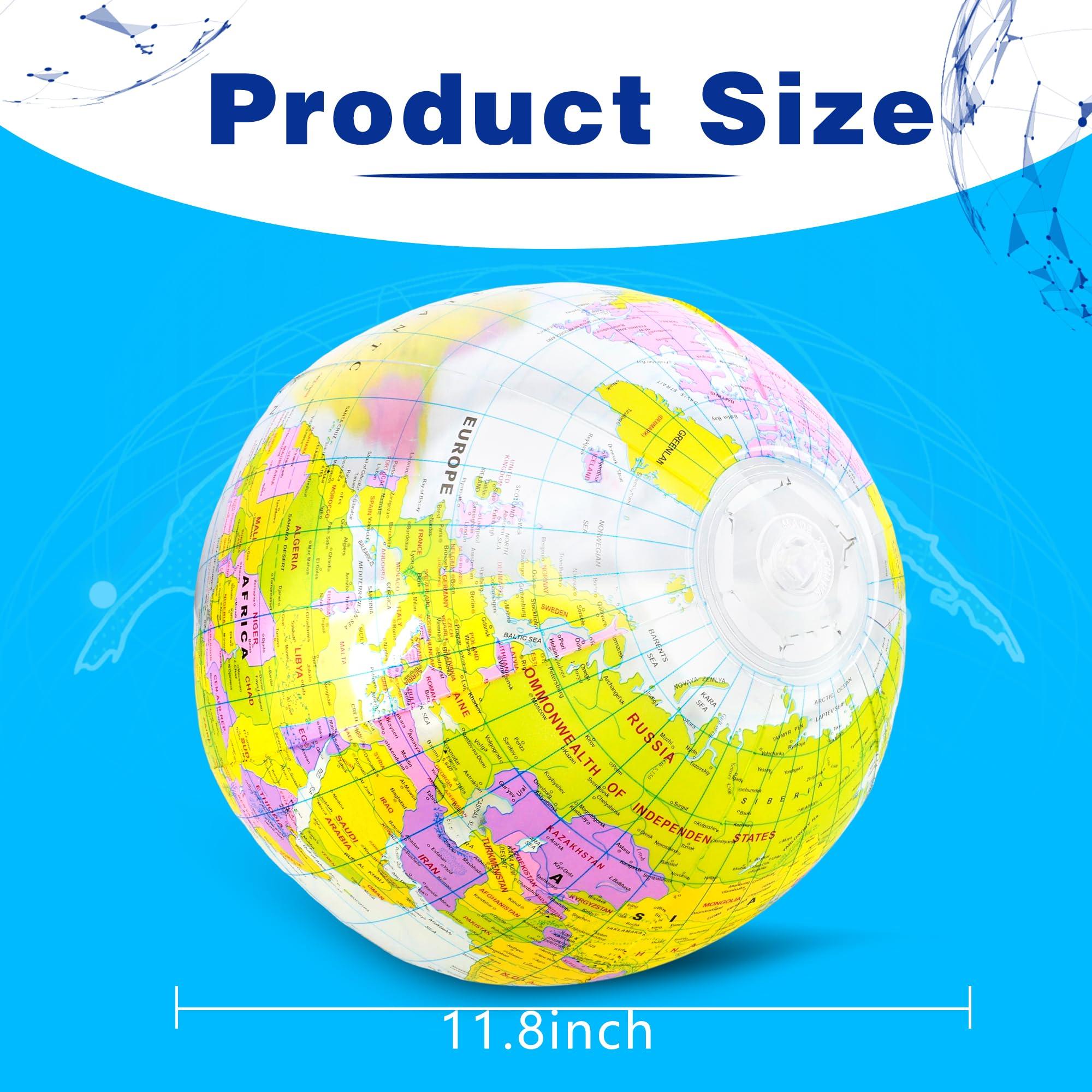 Feradny Feradny 16 inches Inflatable Globe Blow up World Globe PVC Earth Beach Ball Globe Toys for Kids Swimming Pool Game Classroom Playing or Teaching Party Favors Decorations (36)