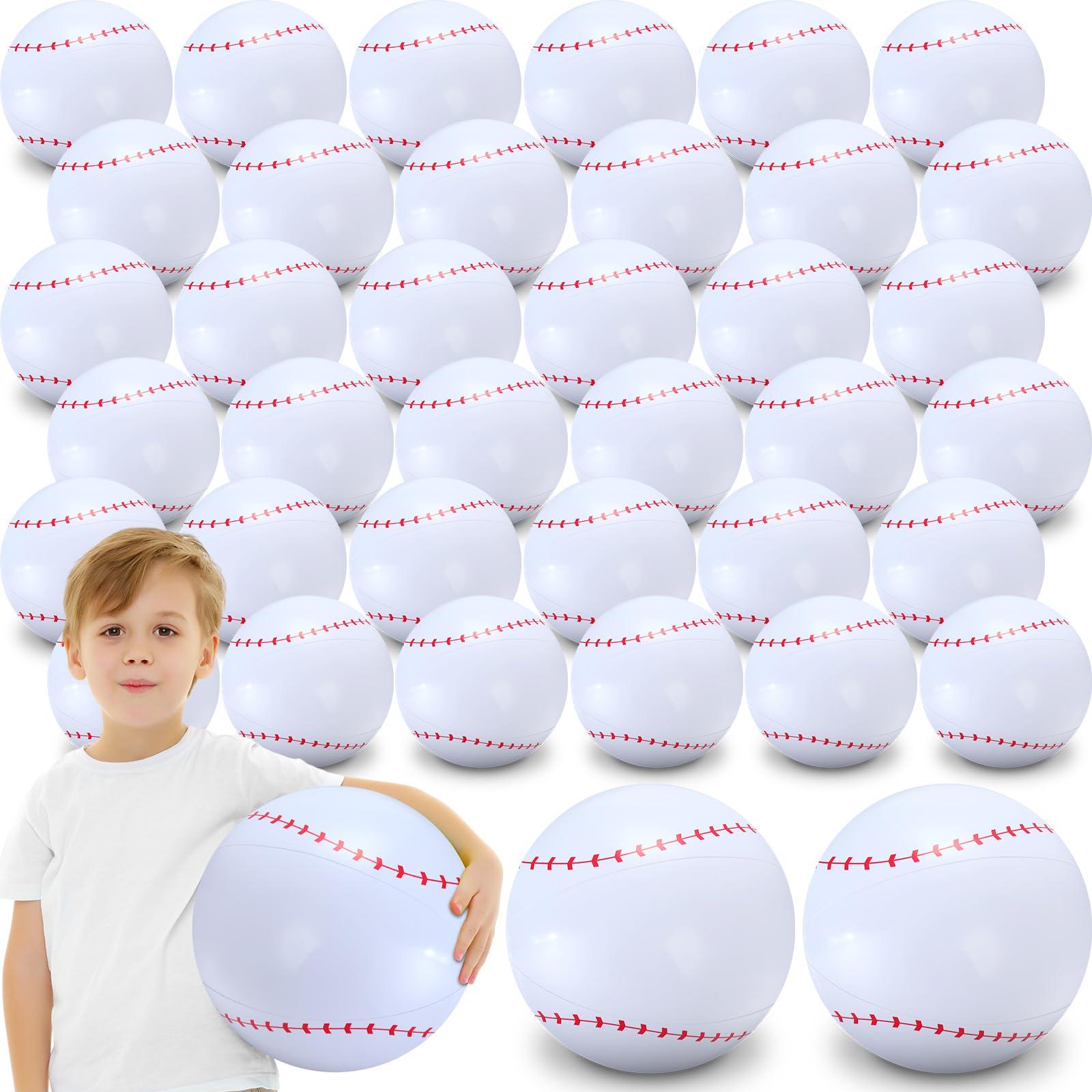 Chivao Chivao 100 Pack 16\'\' Inflatable Ball Soccer Ball Softball Volleyball Basketball Football Bulk Beach Balls Party Favors Summer Swimming Pool(White, Baseball)