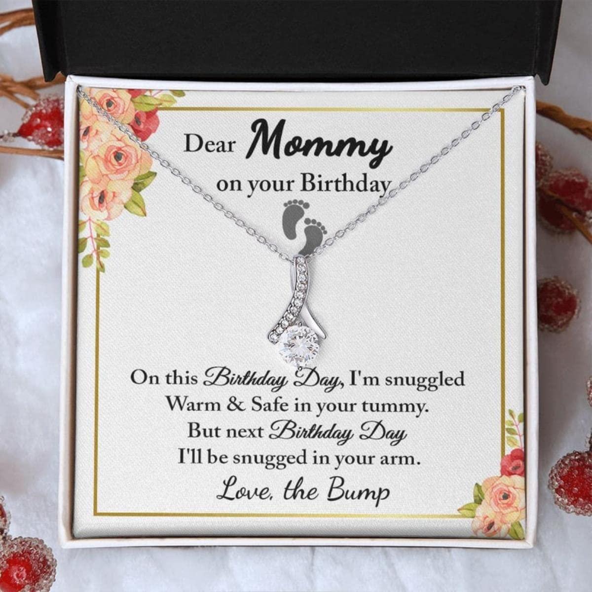 MAMABLUESKY Mom To Be Birthdays Day Alluring Necklace Earings Set, Mommy Birthday Gift from Baby, Mom To Be Necklace, Gift for Expecting Moms, New Mom Gift From Husband, Pregnancy Gift for Mom To Be, Birthdays Gift for Pregnant Wife, Birthday Moms To Be Gifts (L