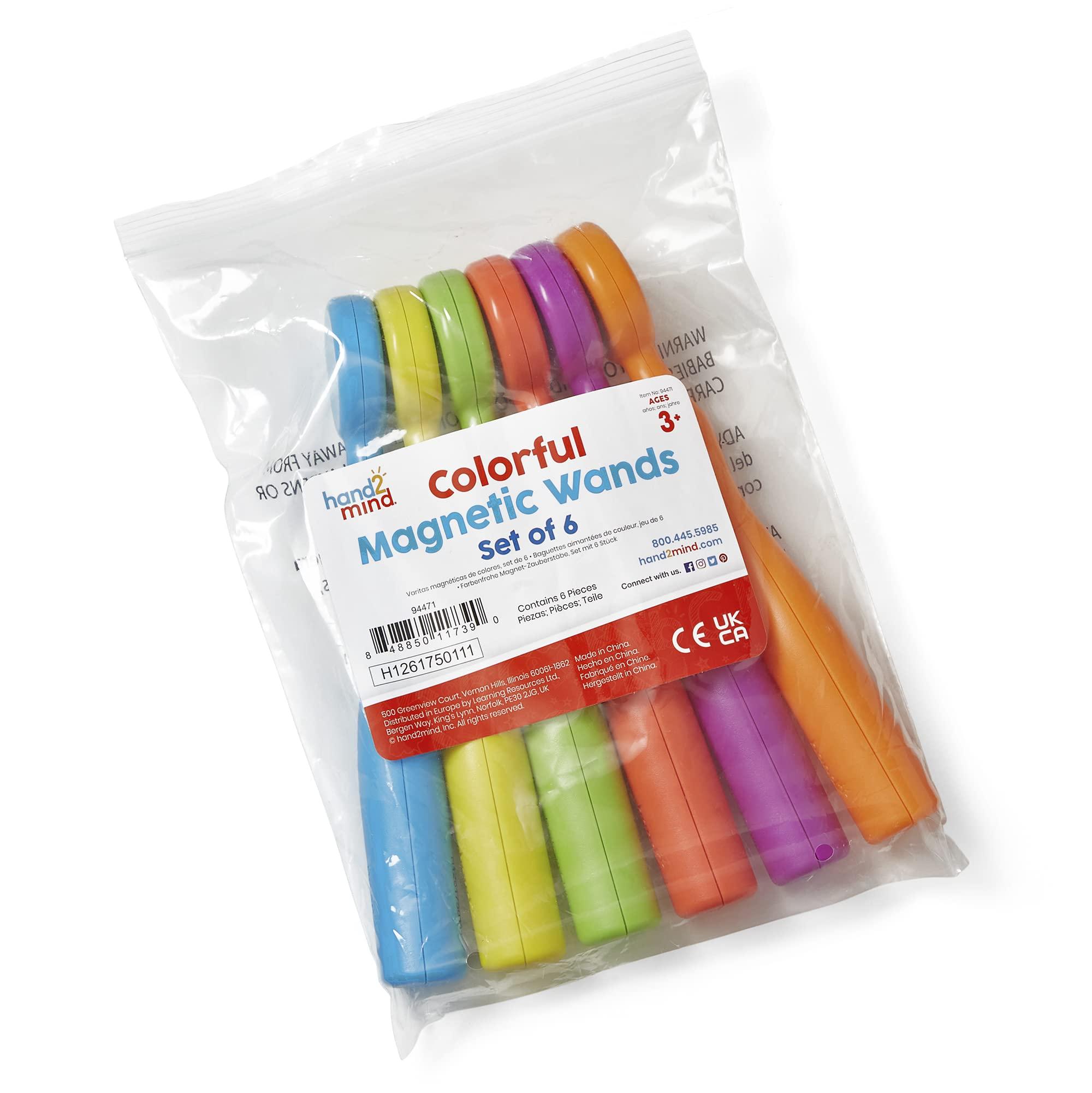 hand2mind hand2mind Magnetic Wands for Kids, Magnet Wands, Magnets for Kids Science, Magnets with Wand, Magnets for Teaching, Preschool Science, Magnet with Handle, Science Classroom Supplies (Set of 6)