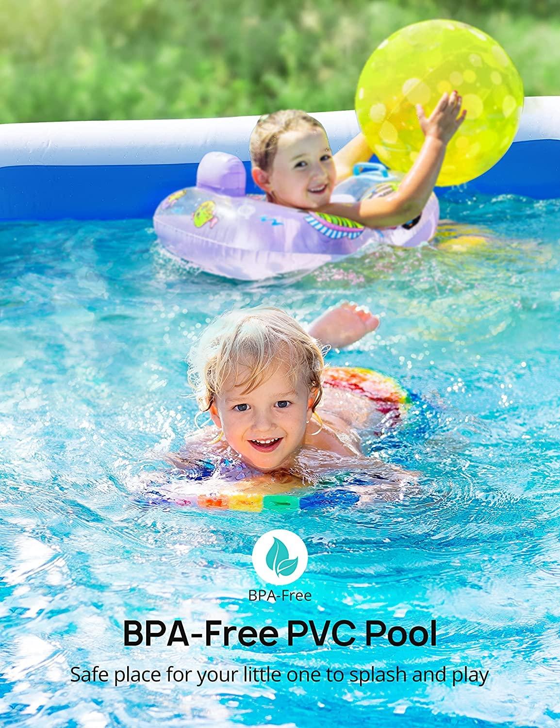 Evajoy Evajoy Inflatable Pool, Family Size Swimming Pool for Kids Adults Backyard, Blue (EJ-HF021-2)