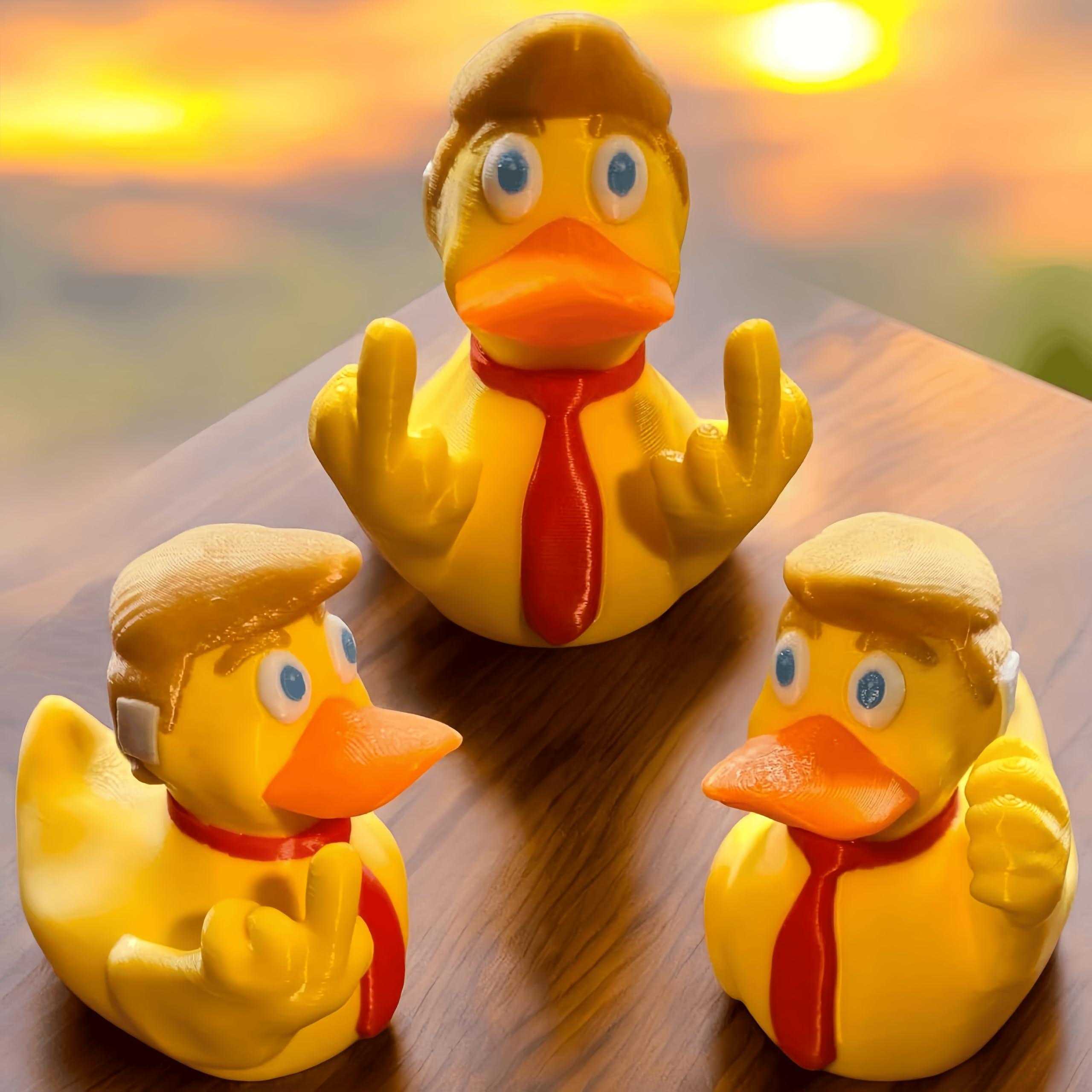 Aimery Aimery 2024 Double Middle Finger Duck with Ear Bandaid, Donald Trump Duck, Trump Ducks for Jeeps, Fist Trump Ducks Funny Gifts Toys for Party Favors (Fist Trump) (Fist Duck)