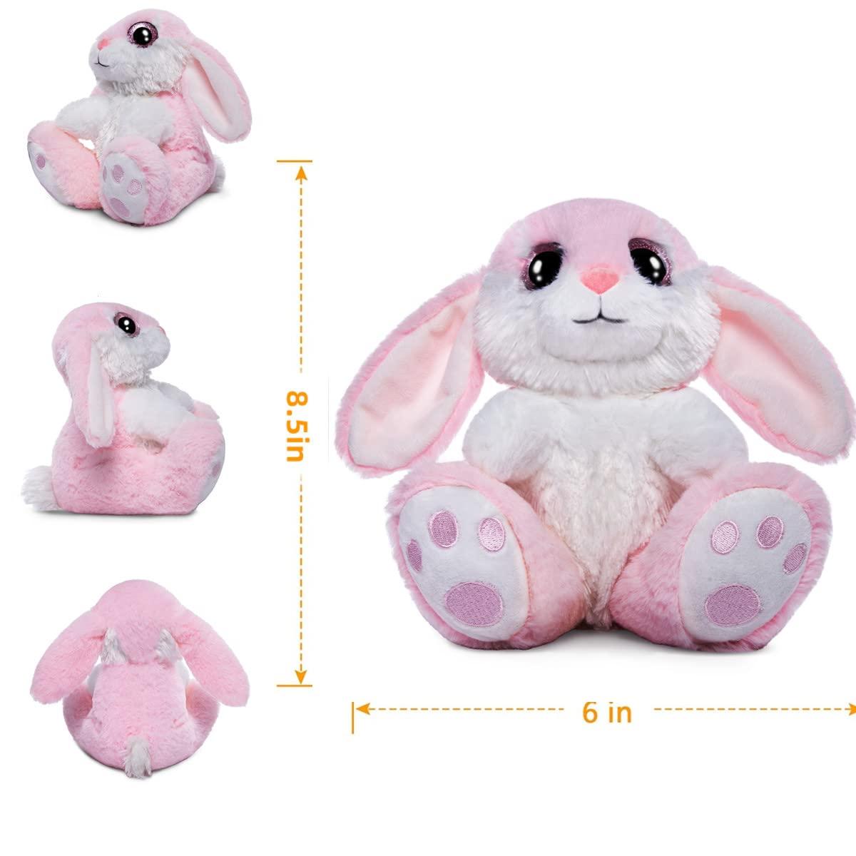 HO-EF HO-EF Bunny Rabbit Stuffed Animal, 8.5\" Plush Bunny with Floppy Ears, Machine Washable& Softness, Rabbit Toys for Girls Boys Kids Babies Great Easter Birthday Gifts Decorations, Pink