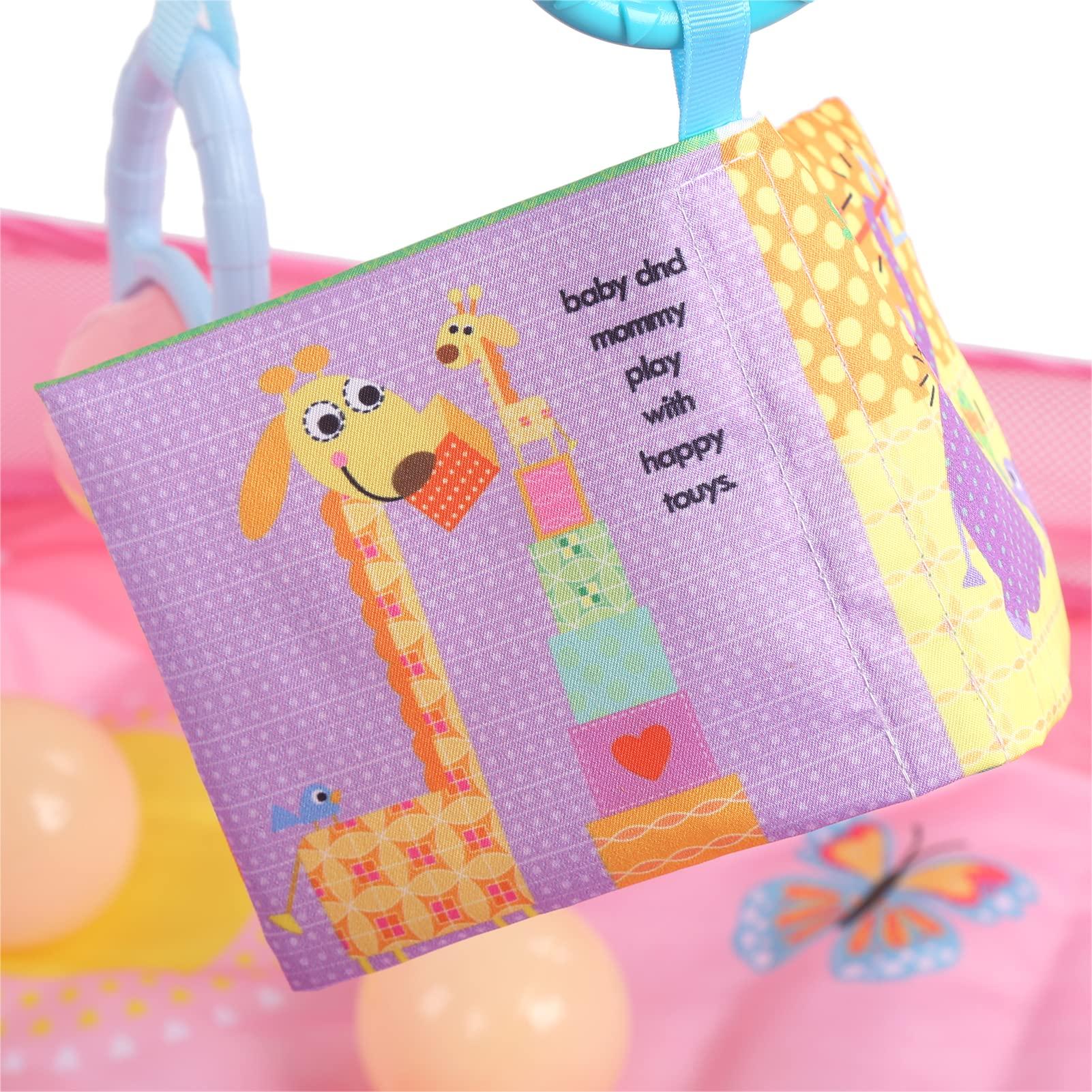 Meiyya Baby Play Mat, Baby Play Gym, 31.5 x 31.5 x 21.6in Baby Playmat Gym Infant Gym Exercise Baby's Visual Baby Gym Baby Activity Mat for Newborn Sensory Play(Pink)
