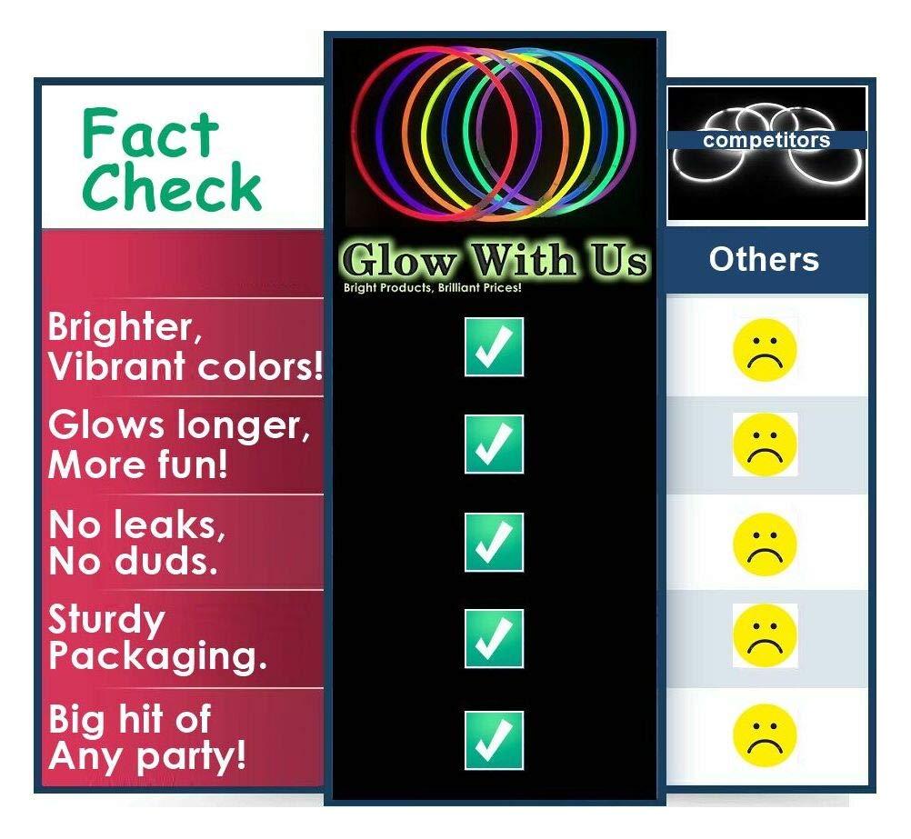 Glow With Us Glow Sticks Bulk Wholesale Bracelets, 1000 8 Pink Glow Stick Glow Bracelets, Bright Color, Glow 8-12 Hrs, Glow Party Favors Supplies, Sturdy Packaging, GlowWithUs Brand