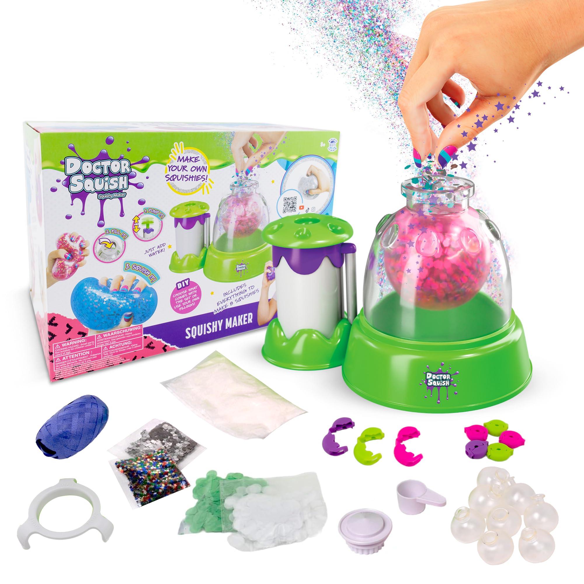Doctor Squish Doctor Squish: Squishy Maker, New Shiny Glitter Station Maker, Decorate with Confetti, Sparkles & Colored Ink, Variety of Sizes, Just Add Water to Make Your Own Slime, for Ages 8 & up