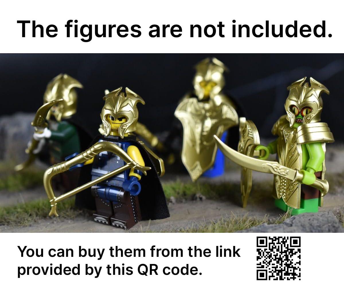 MAGMA BRICK MAGMA BRICK Elf Metalic Gold and Rose Gold of Lances, Bows, Sword, Helm and Armour for Major Brand Building Block Minifigure 72 PCS