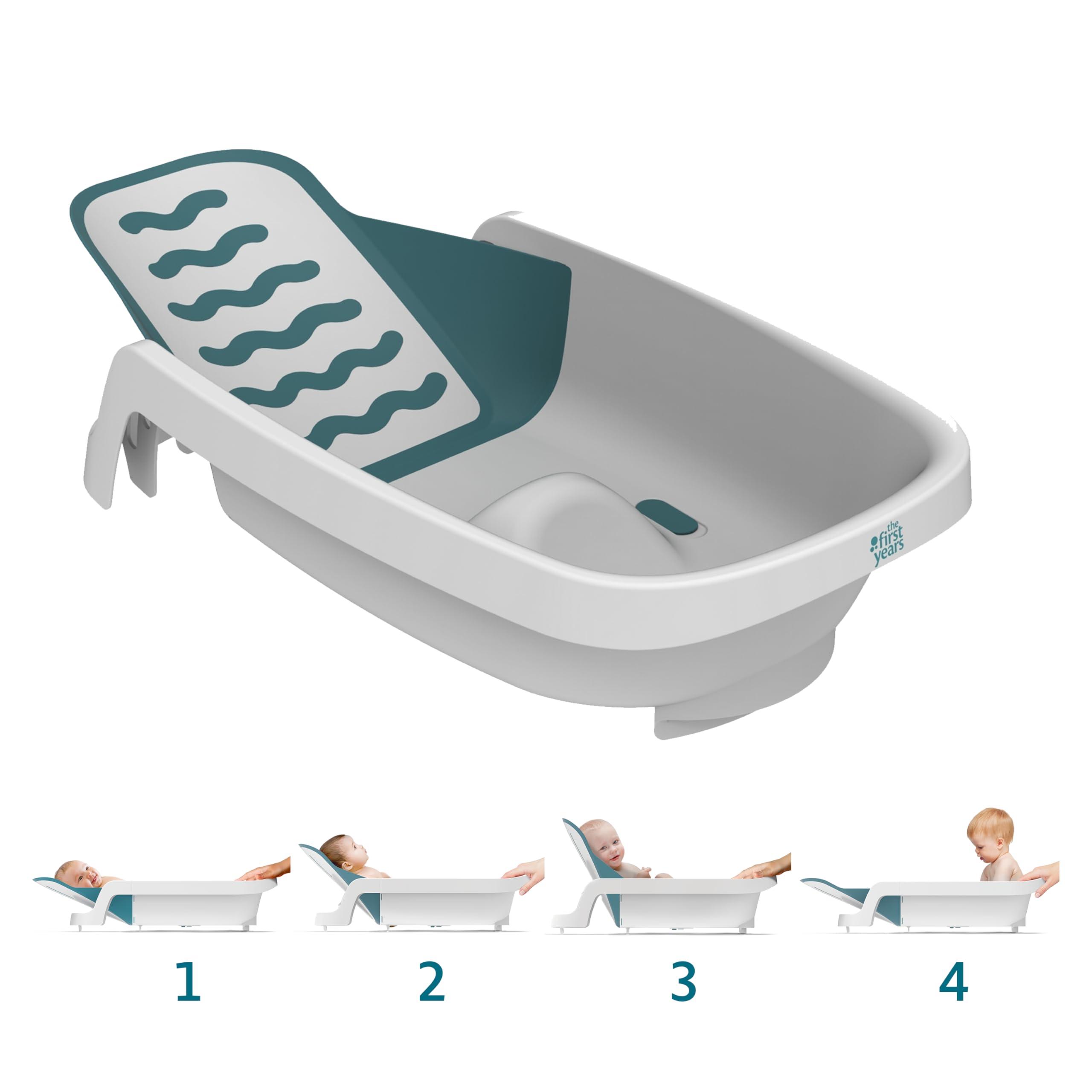 The First Years The First Years 4-in-1 Reclining Baby Bathtub - Adjustable Recline for Custom Comfort for Newborn to Toddler - All-in-1 Baby Bath Seat Adjusts as Baby Grows - Ages 0 to 24 Months