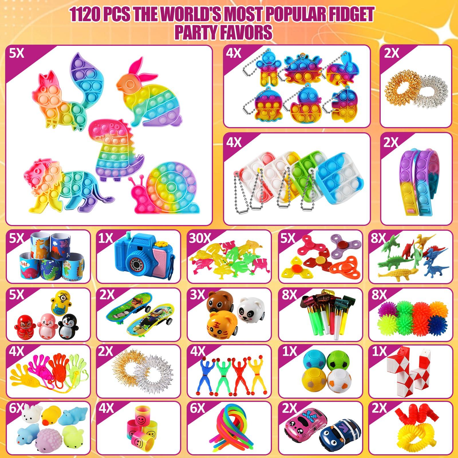 JOFSOP 1120 Party Favors for Kids, Fidget Toys Pack, Autism Sensory Toy Classroom Prizes,Treasure Box Toys for Classroom, Goodie Bag Stuffers, Pinata Filler Stuffers Toys Gifts for Boys Girls