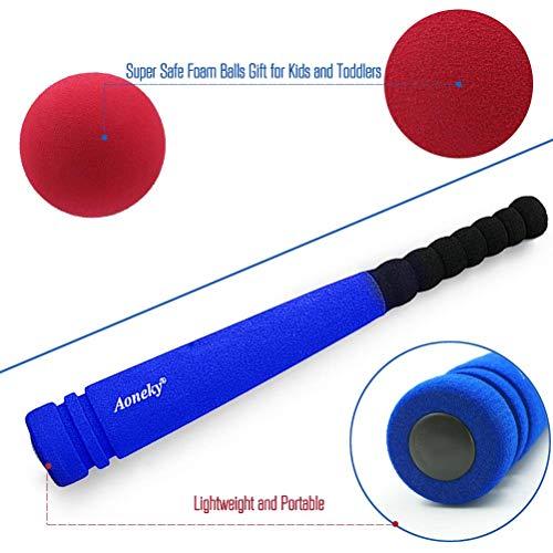 Aoneky Aoneky Min Foam Baseball Bat and Ball for Toddler - Indoor Soft Super Safe T Ball Bat Toys Set for Kids Age 3 Years Old, Best Gift for Children, 16.5 inch