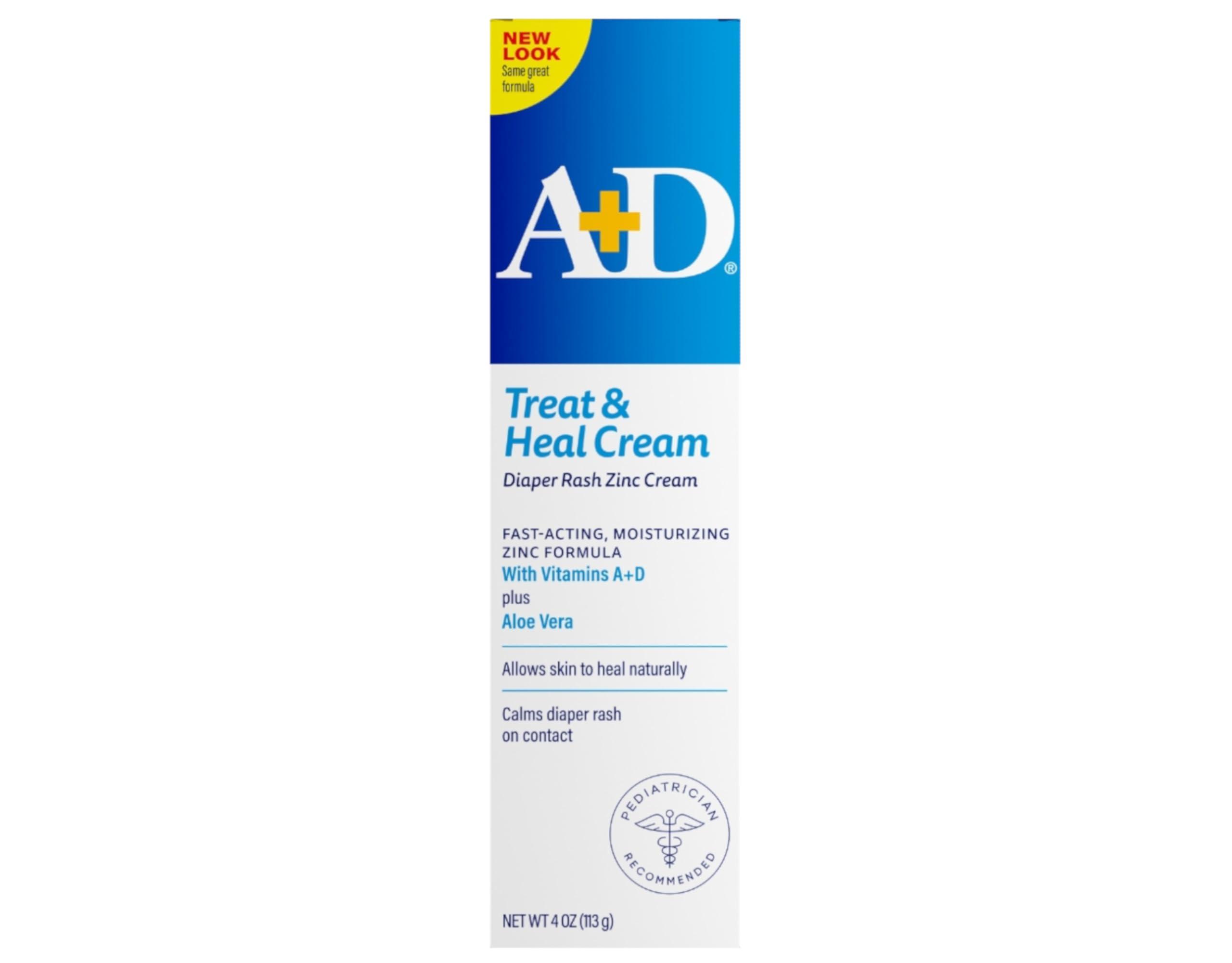 A+D A+D Zinc Oxide Diaper Rash Cream - Soothes & Treats Diaper Rash - Zinc Oxide 10% Dimethicone 1% - Easy Spreading Cream for Baby - Healing Skin Ointment for Red, Irritated Skin - 4oz, 2 Pack