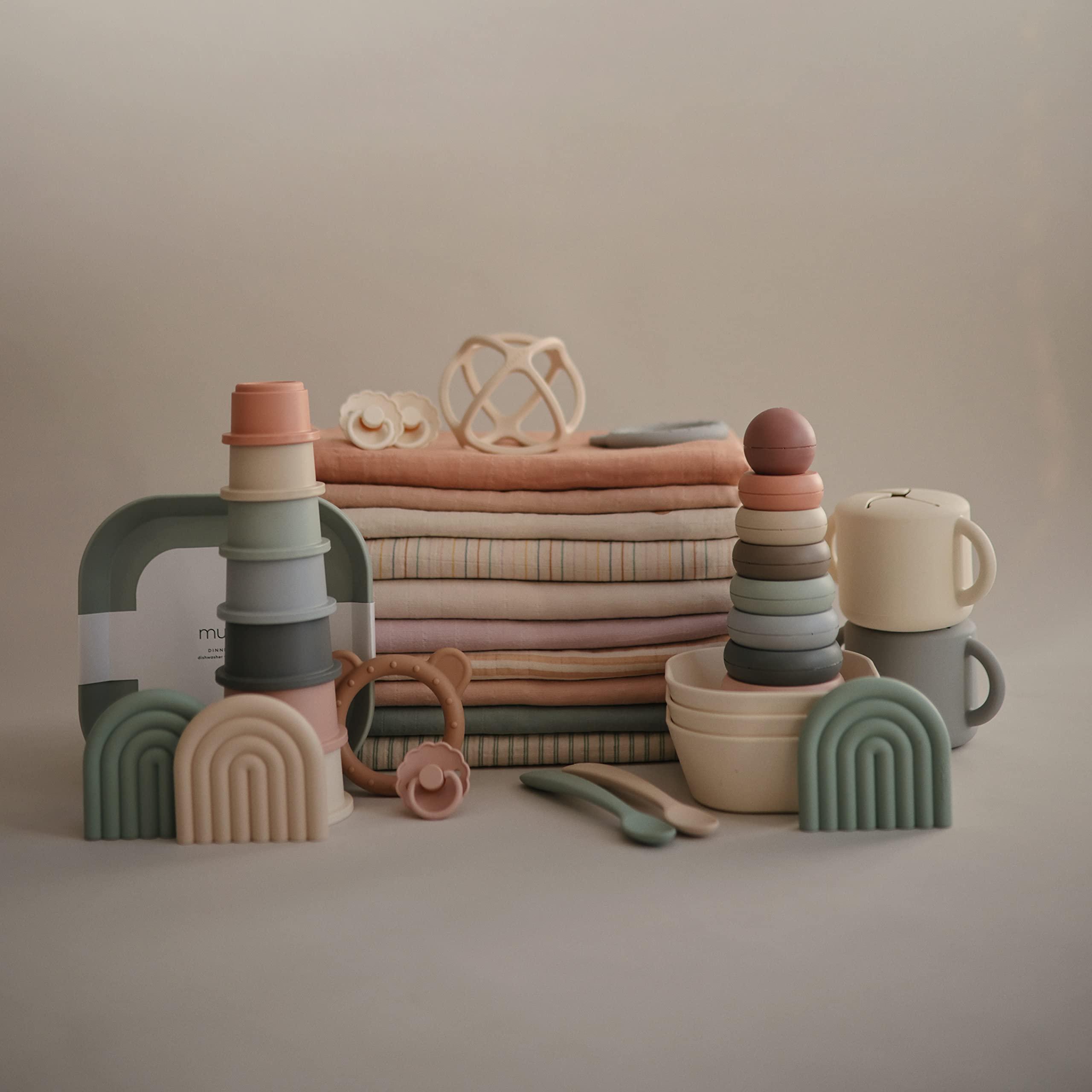 mushie mushie Muslin Baby Swaddle Blanket | 100% Organic Cotton (Retro Stripe)