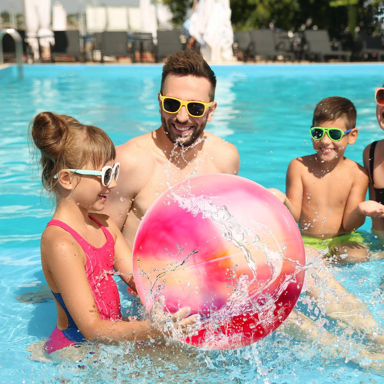 Chumia Chumia 18 Inch Fun Bouncy Balls 5 Pcs Rubber Inflatable Beach Ball Bouncing Sensory Balls with Hand Air Pump for Park Backyard Beach Indoor Outdoor Games Party Favors (Multicolor)