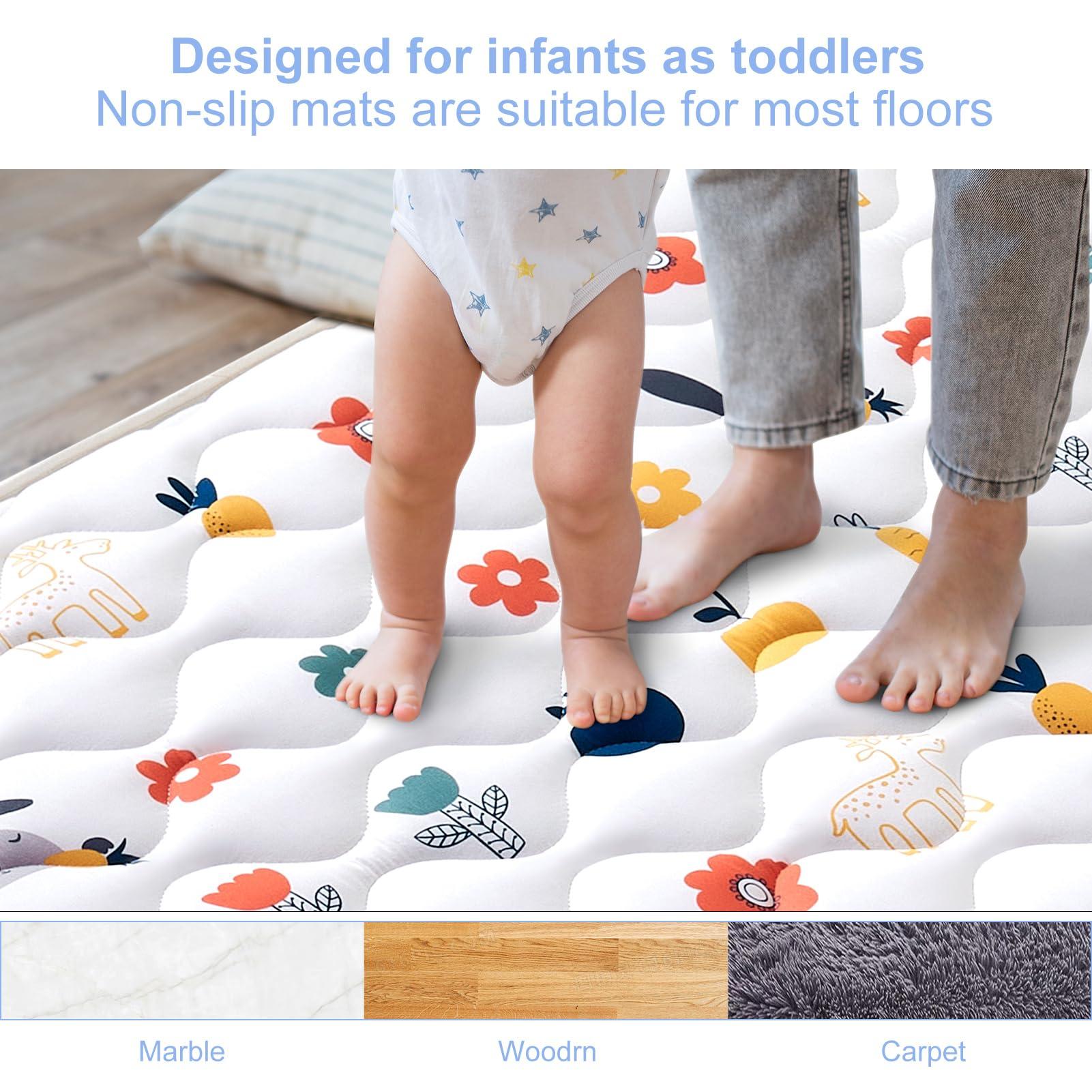 VIVIDVIBEBEARPAS Premium Foam Baby Play Mat 79" X 59", Thick One-Piece Crawling Mat, Odorless Baby Mat Floor Mat, Non-Slip Cushioned Baby Playmat for Infants,Babies,Toddlers. Machine Washable for Easy Care.