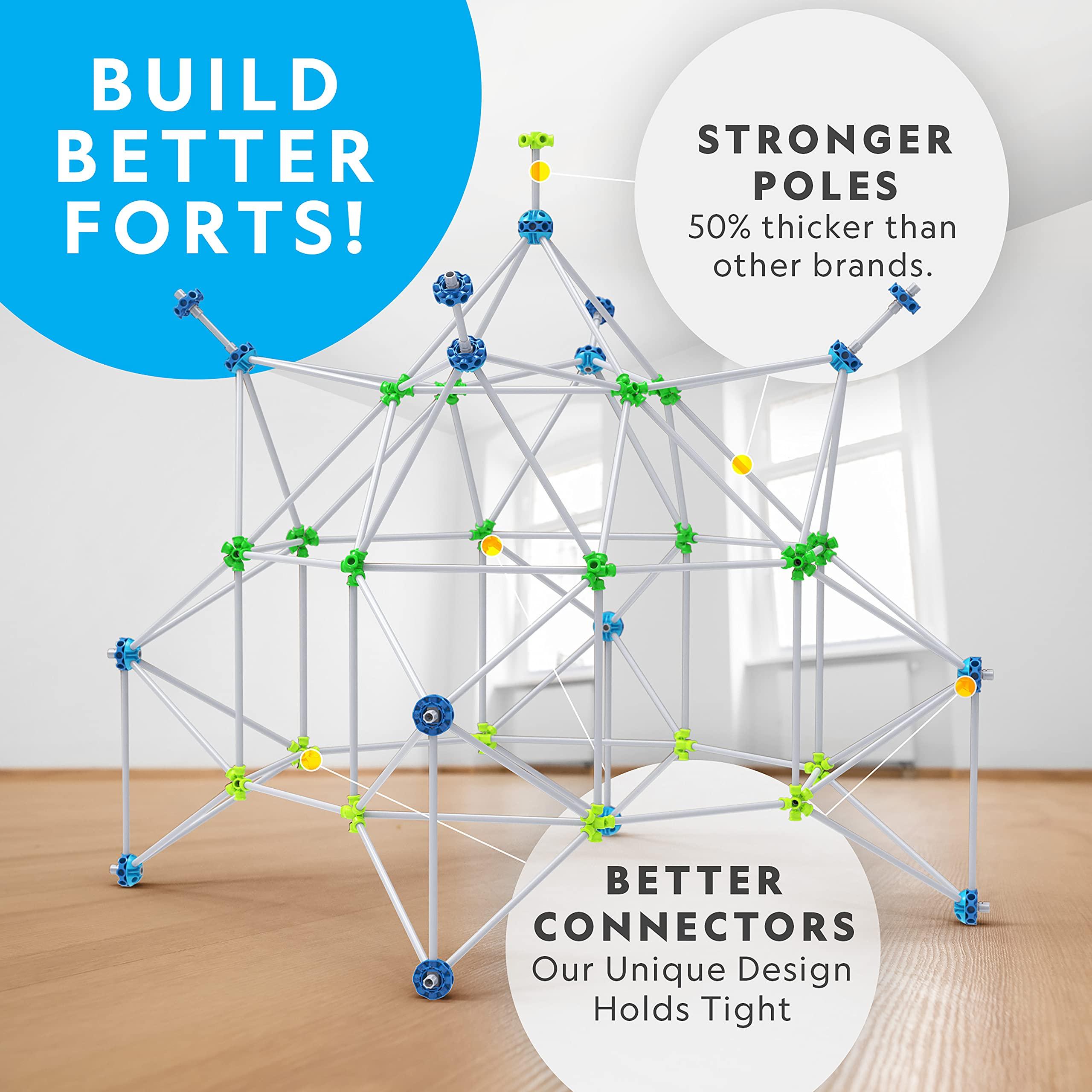 Blue Marble National Geographic Indoor Fort Building Kit - 225 Pieces for Creative Play, STEM Building Toys for Kids Ages 6-12, Blanket Fort (Amazon Exclusive)