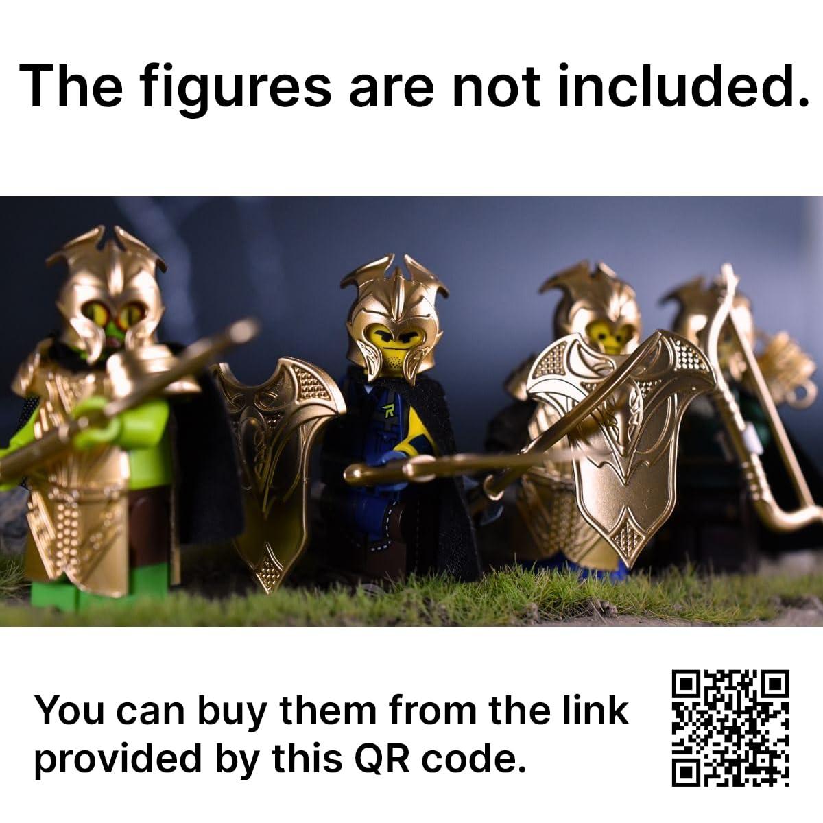 MAGMA BRICK MAGMA BRICK Elf Metalic Gold and Rose Gold of Lances, Bows, Sword, Helm and Armour for Major Brand Building Block Minifigure 72 PCS