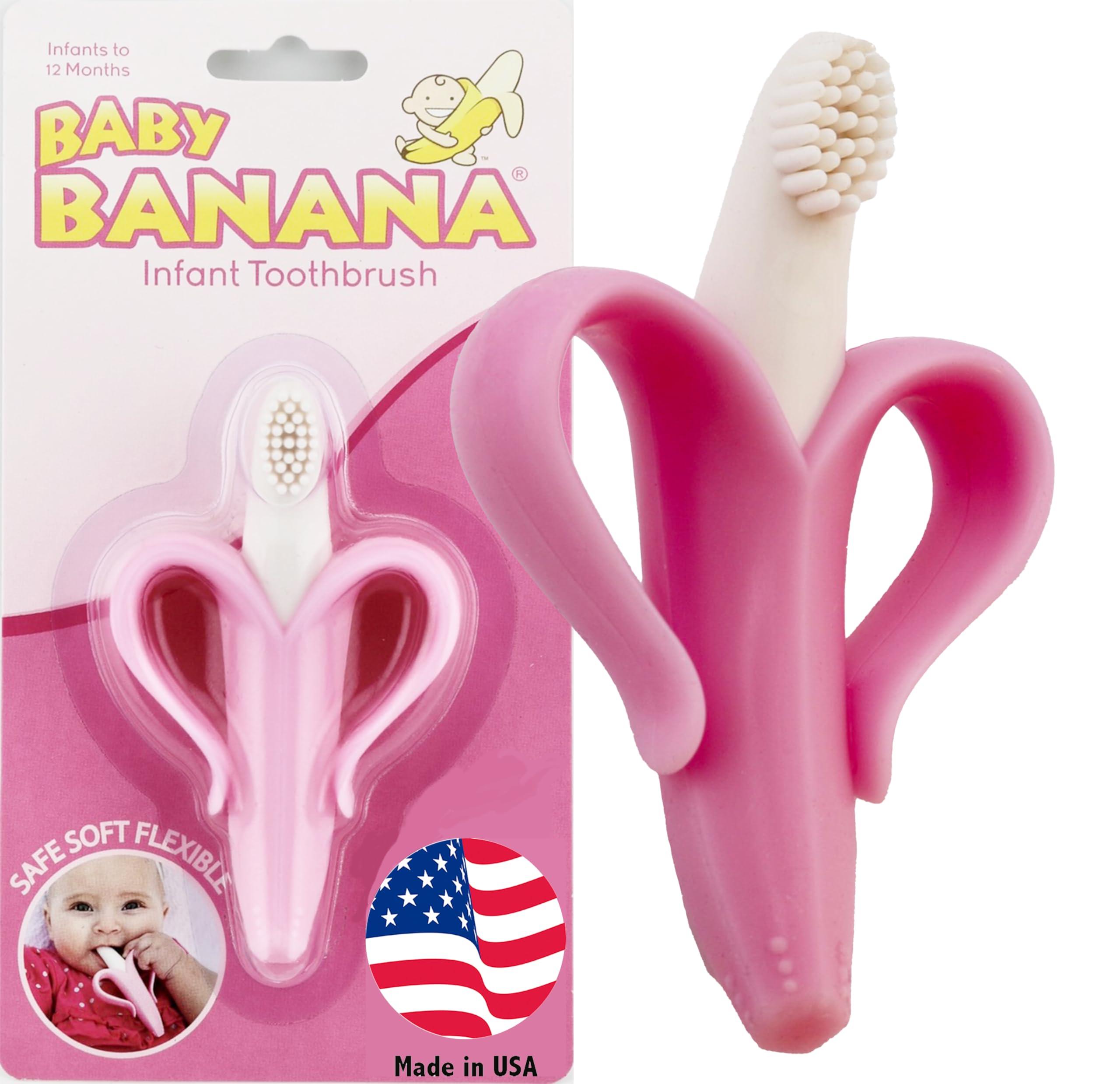 Baby Banana Baby Banana The Original Toothbrush Teether Toy, for Babies Infants Toddlers; USA Family-Owned Business; Teething Relief for Sore Gums, Massaging Soothing; Safest Food Grade Silicone