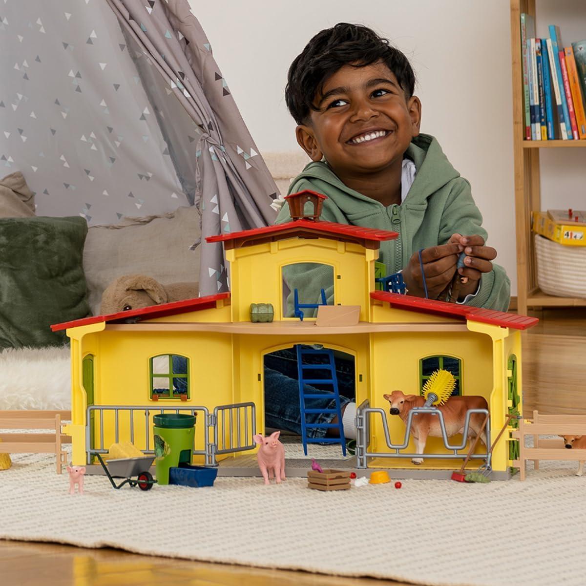 Schleich Schleich Farm World Animal Farm Playset with Figurine and Accessories - 92pc Kids Animal Farm Playset with Cow, Horse, Pig, Bull, and Accessories for Boys and Girls, Gift for Kids Age 3+, Yellow