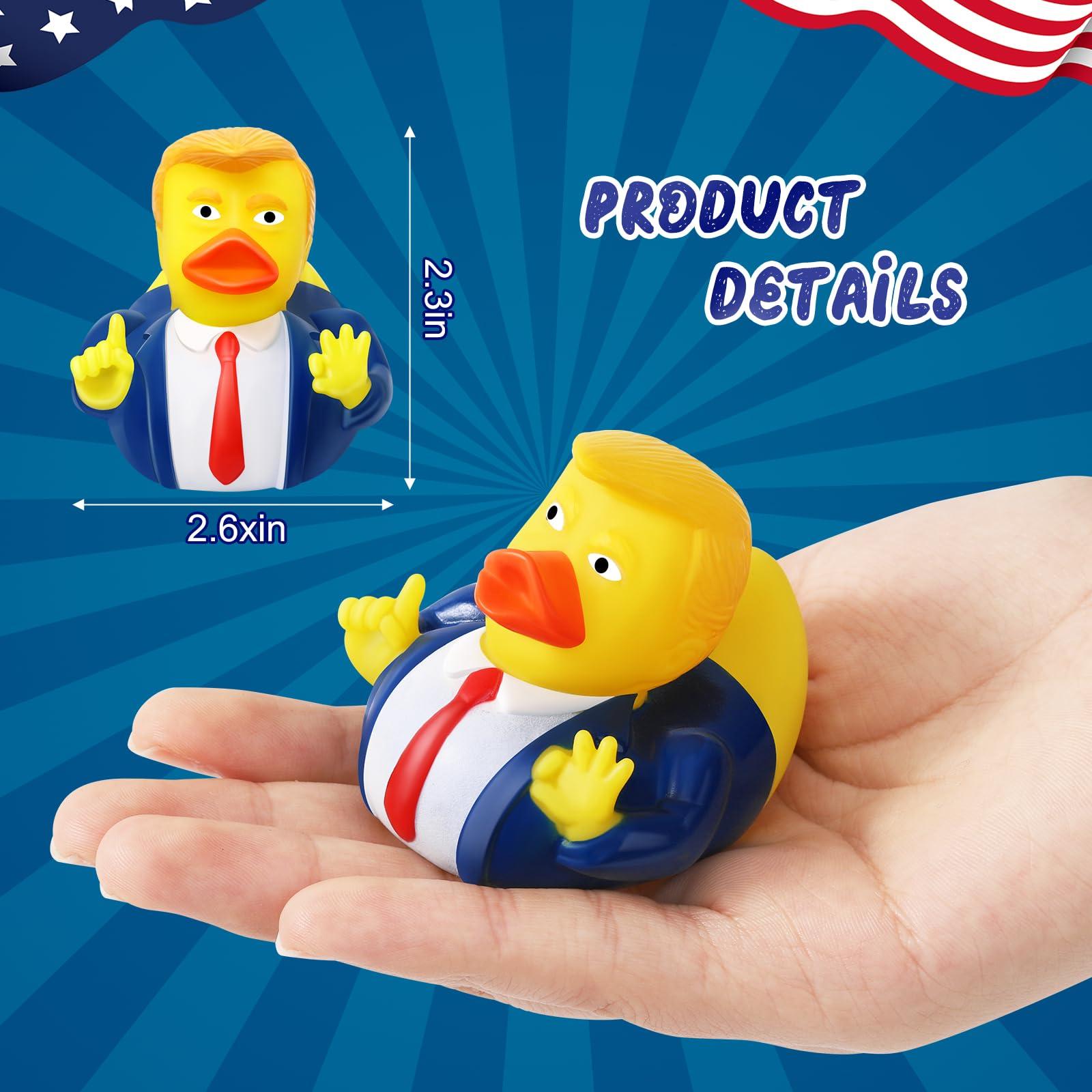 EYKOOW 24 Pcs Donald Trump Rubber Ducks with Card, Update Trump Ducks for Jeeps for President, Jeep Duck Baby Bath Toy with Trump Theme, Trump Valentines Day Gifts for Kids Adults Car Dashboard Decorations