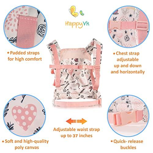 HappyVk HappyVk - Baby Doll Carrier - Doll Carrier for Little Girls Front and Back - Cute Flowers and Hearts